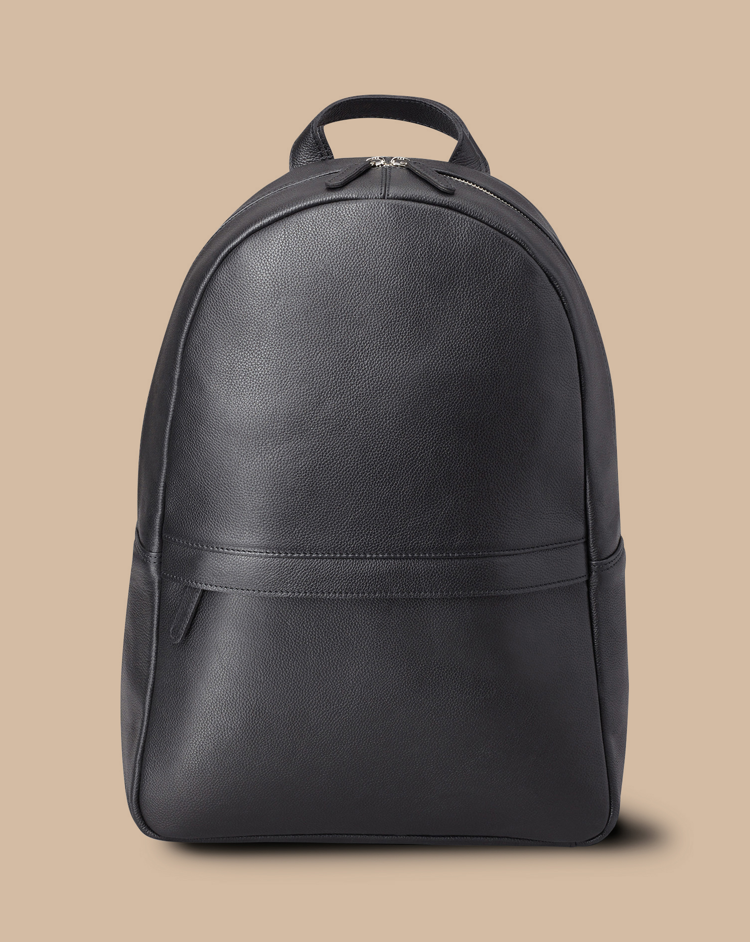 Grain Leather Backpack - Black