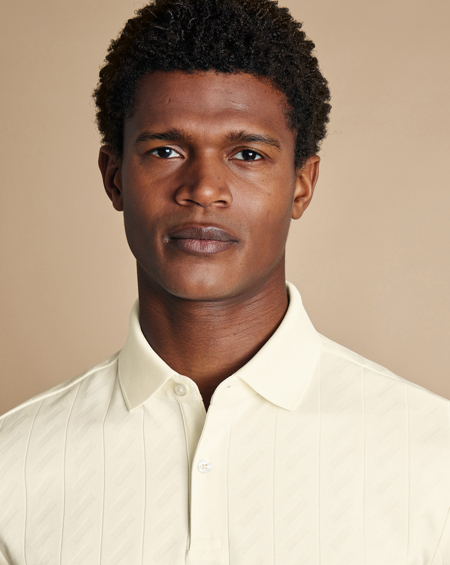 Textured Jacquard Polo - Cream