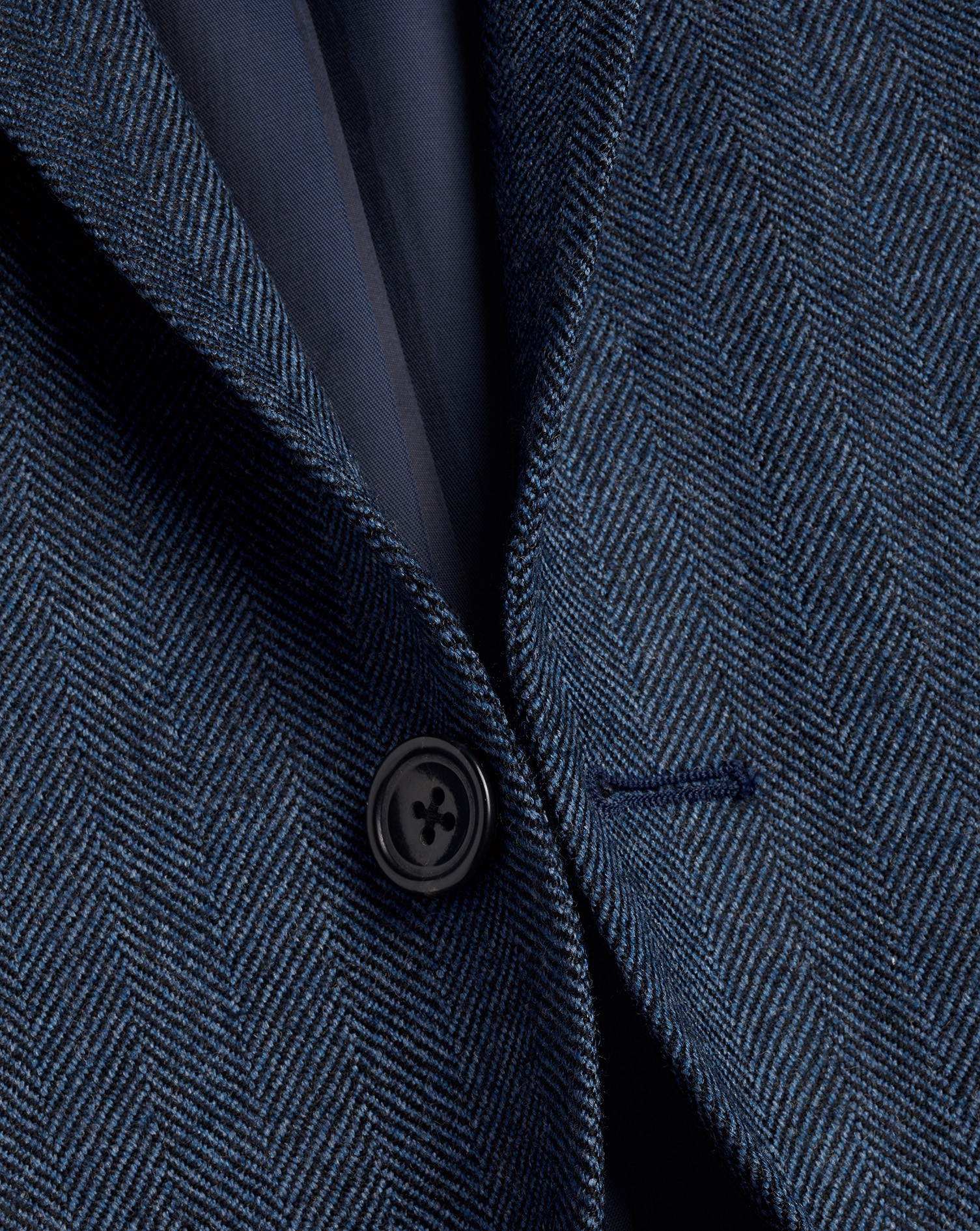 Herringbone Wool Texture Jacket - Denim Blue