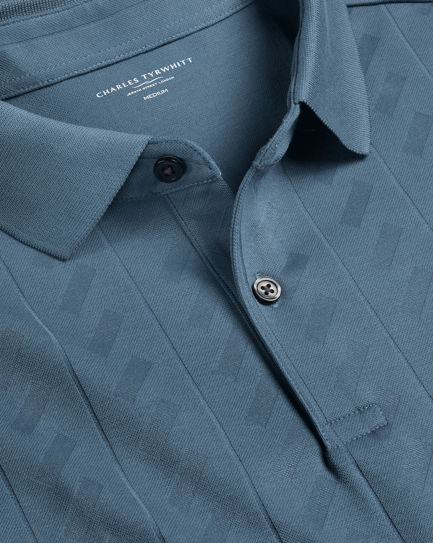 Textured Jacquard Polo - Airforce Blue