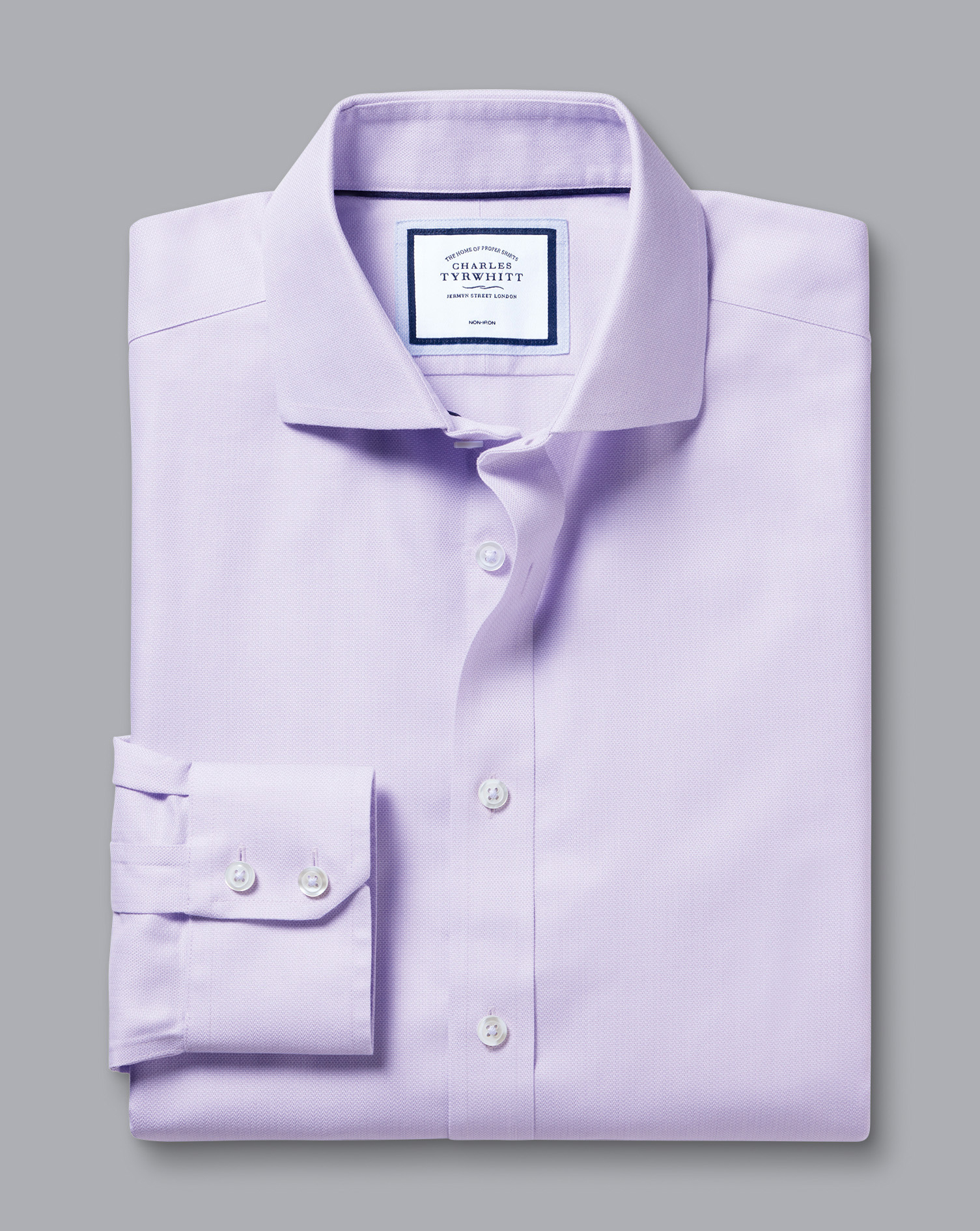 Cutaway Collar Non-Iron Henley Weave Shirt - Lilac Purple