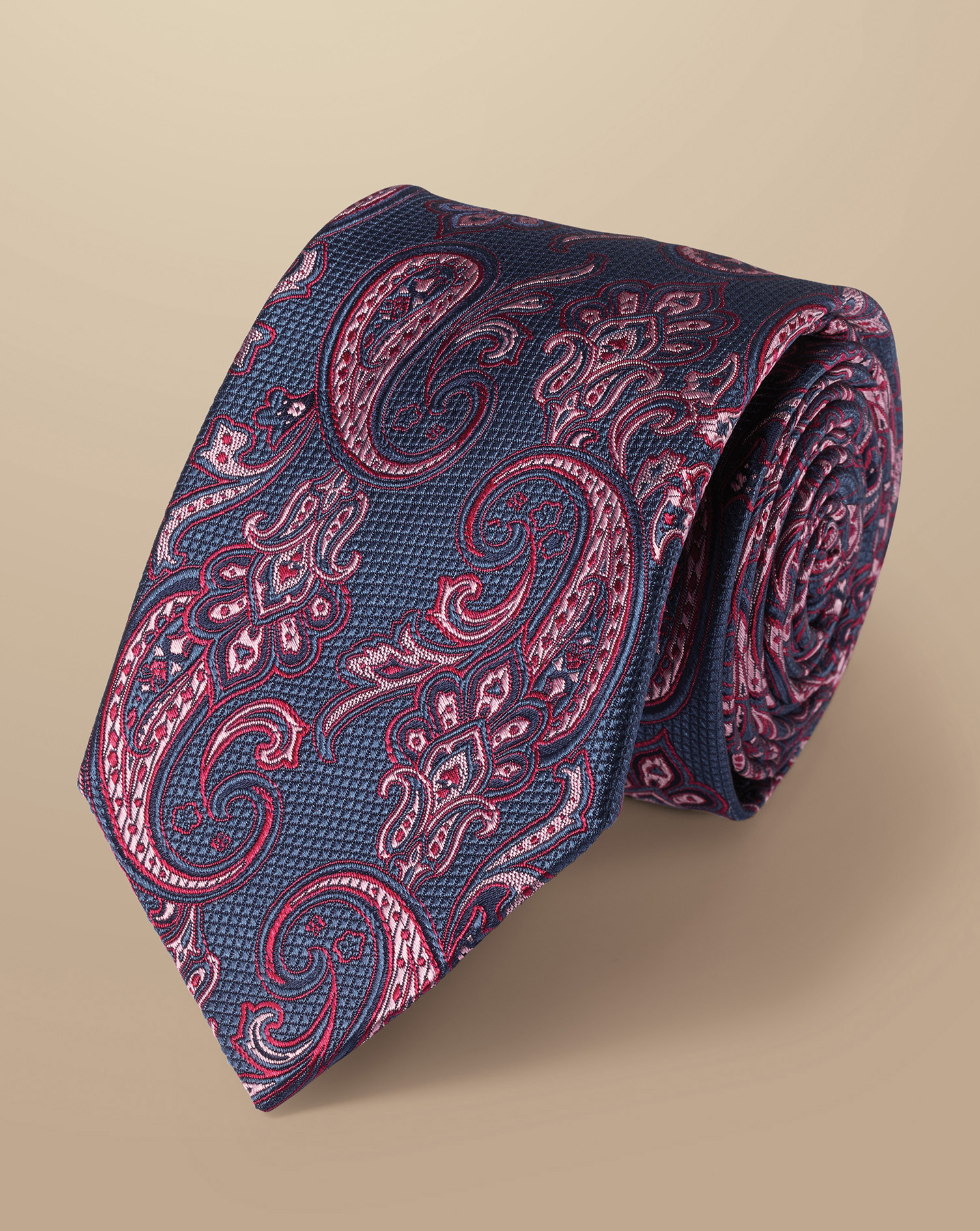 Silk Paisley Tie - Steel Blue