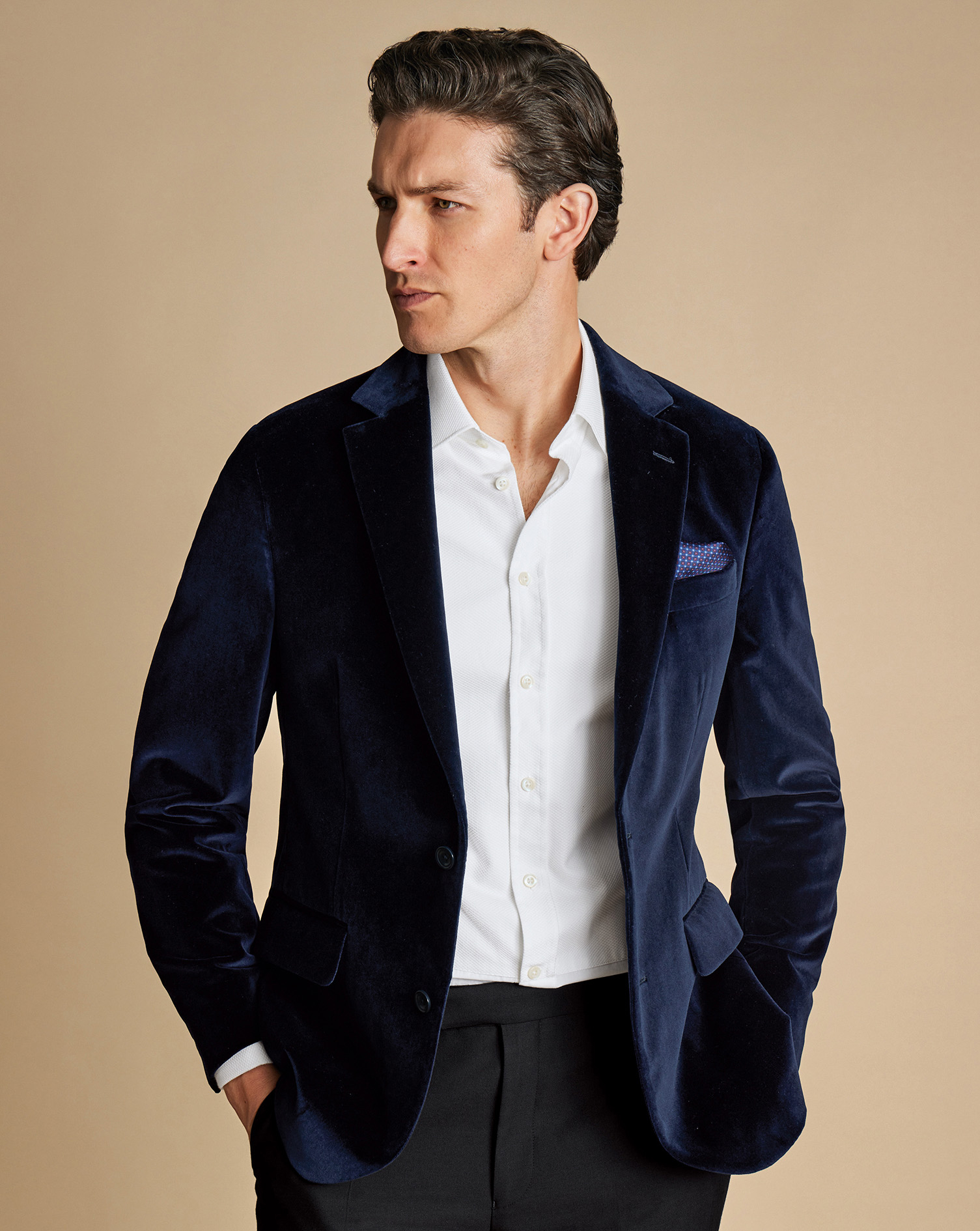 Italian Velvet Jacket - Navy