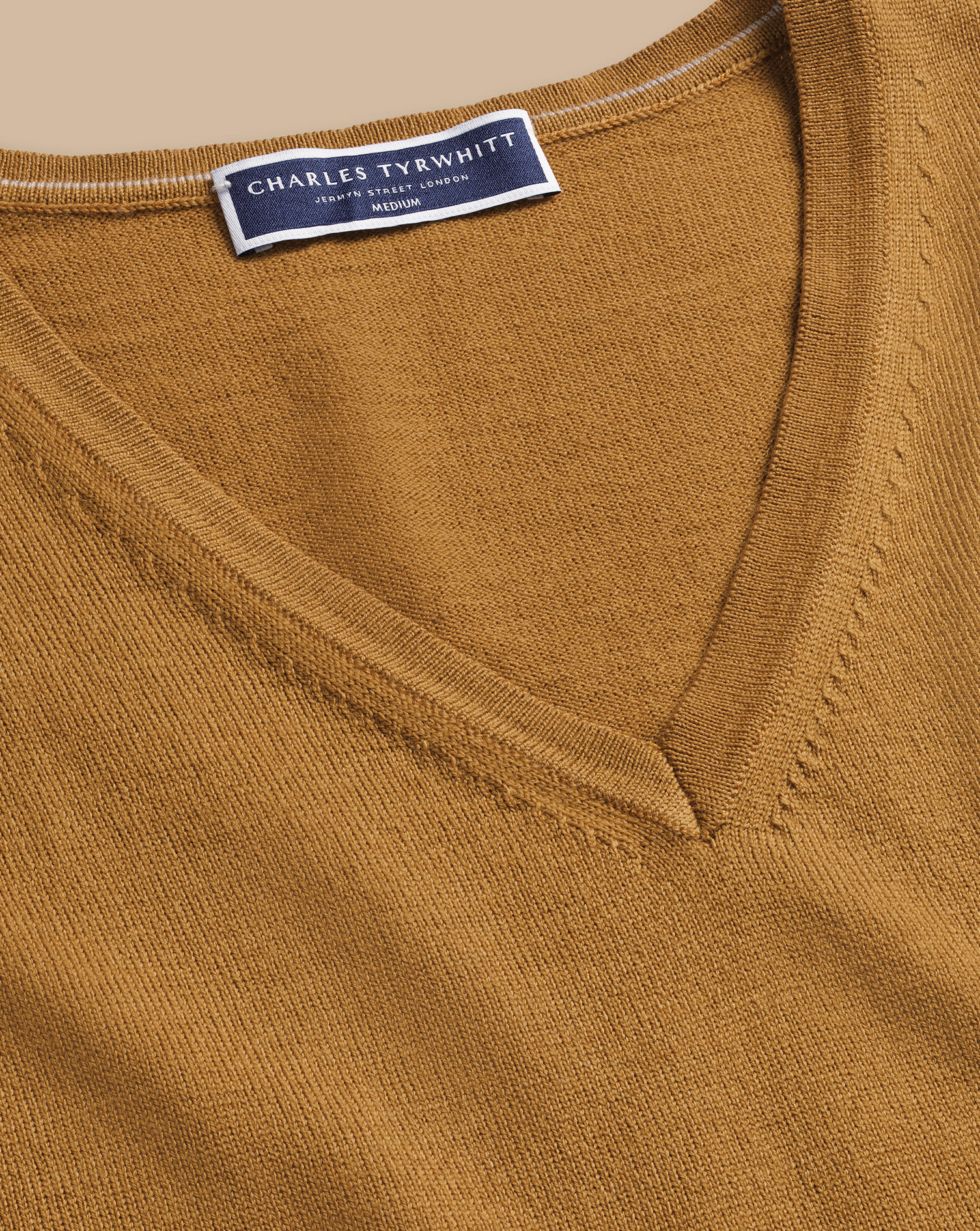 Merino V-Neck Jumper - Gold