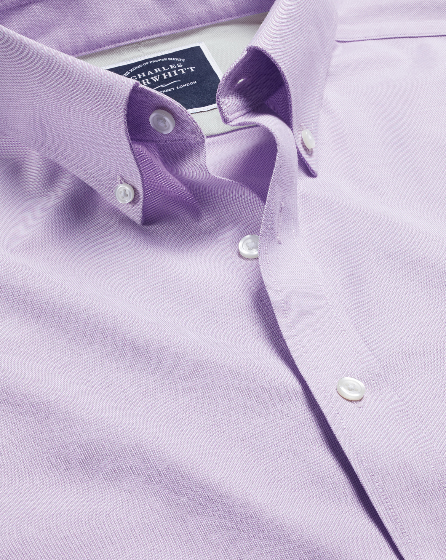 Button-Down Collar Non-Iron Stretch Oxford Shirt - Lavender Purple