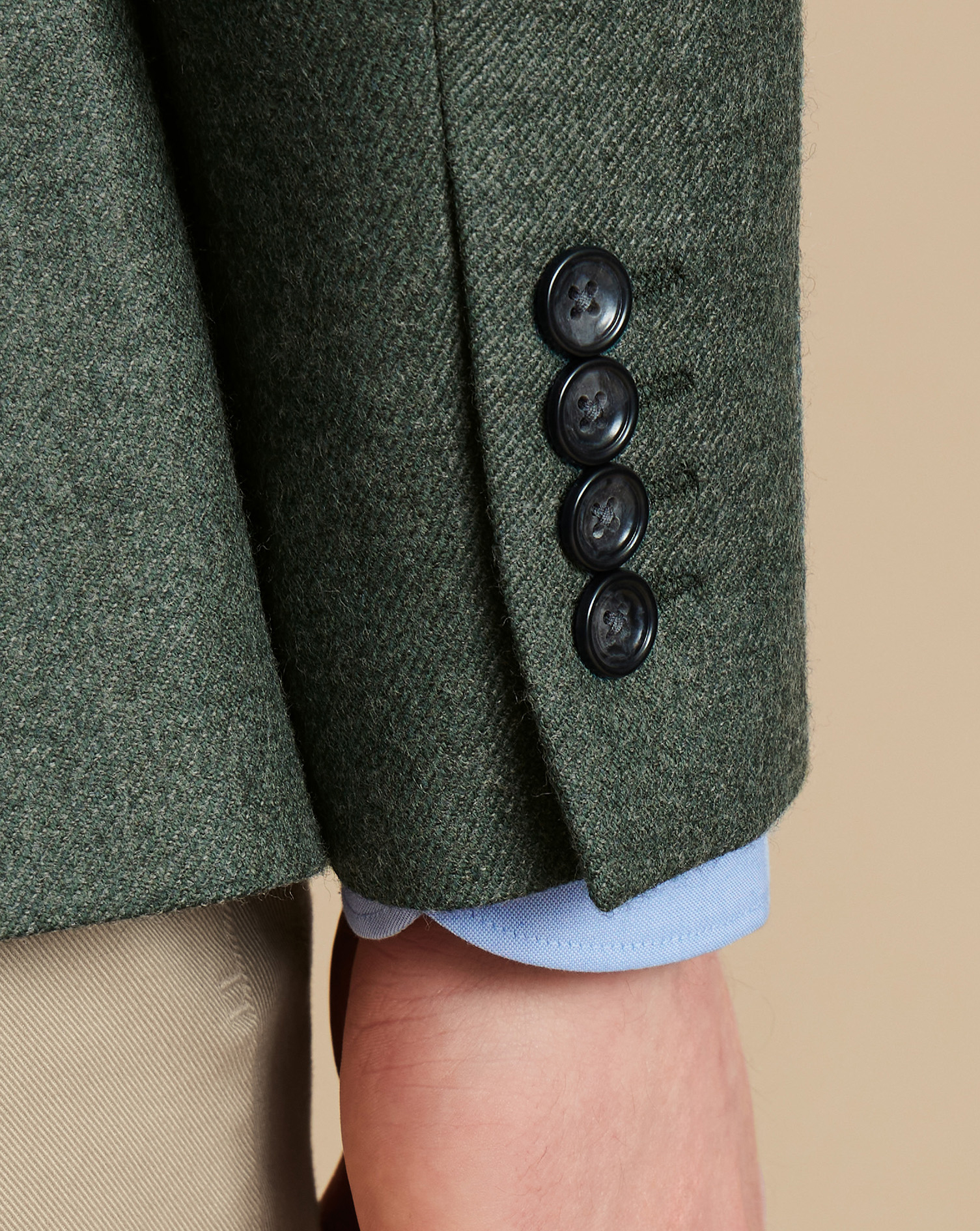 Wool Texture Twill Jacket - Sage Green