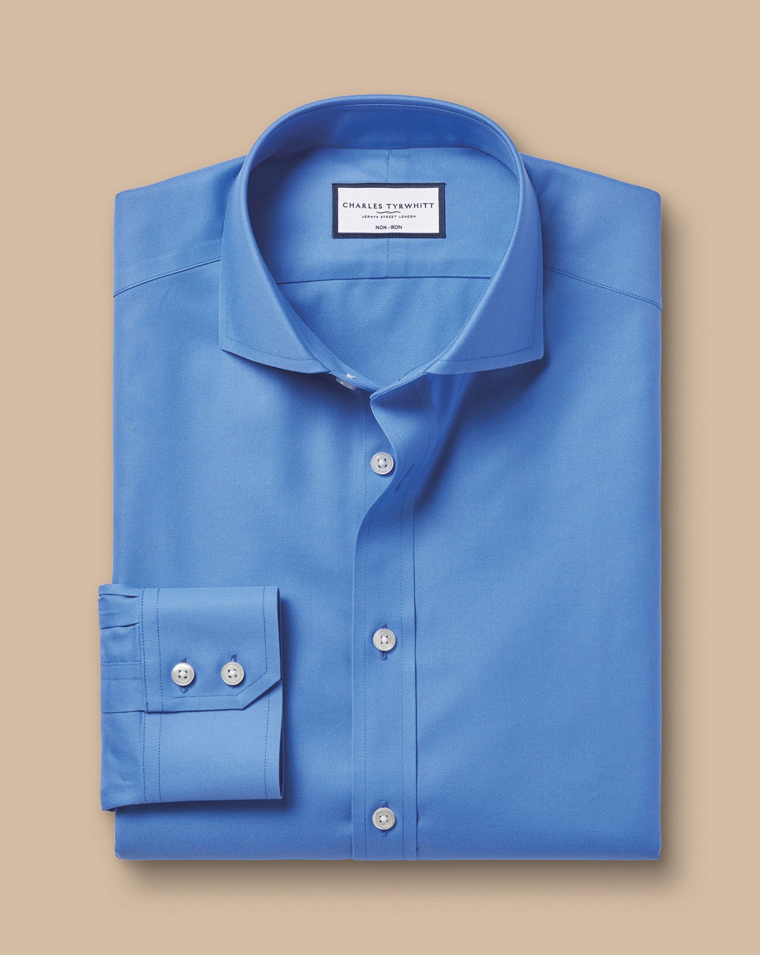 Cutaway Collar Non-Iron Twill Shirt  - Ocean Blue