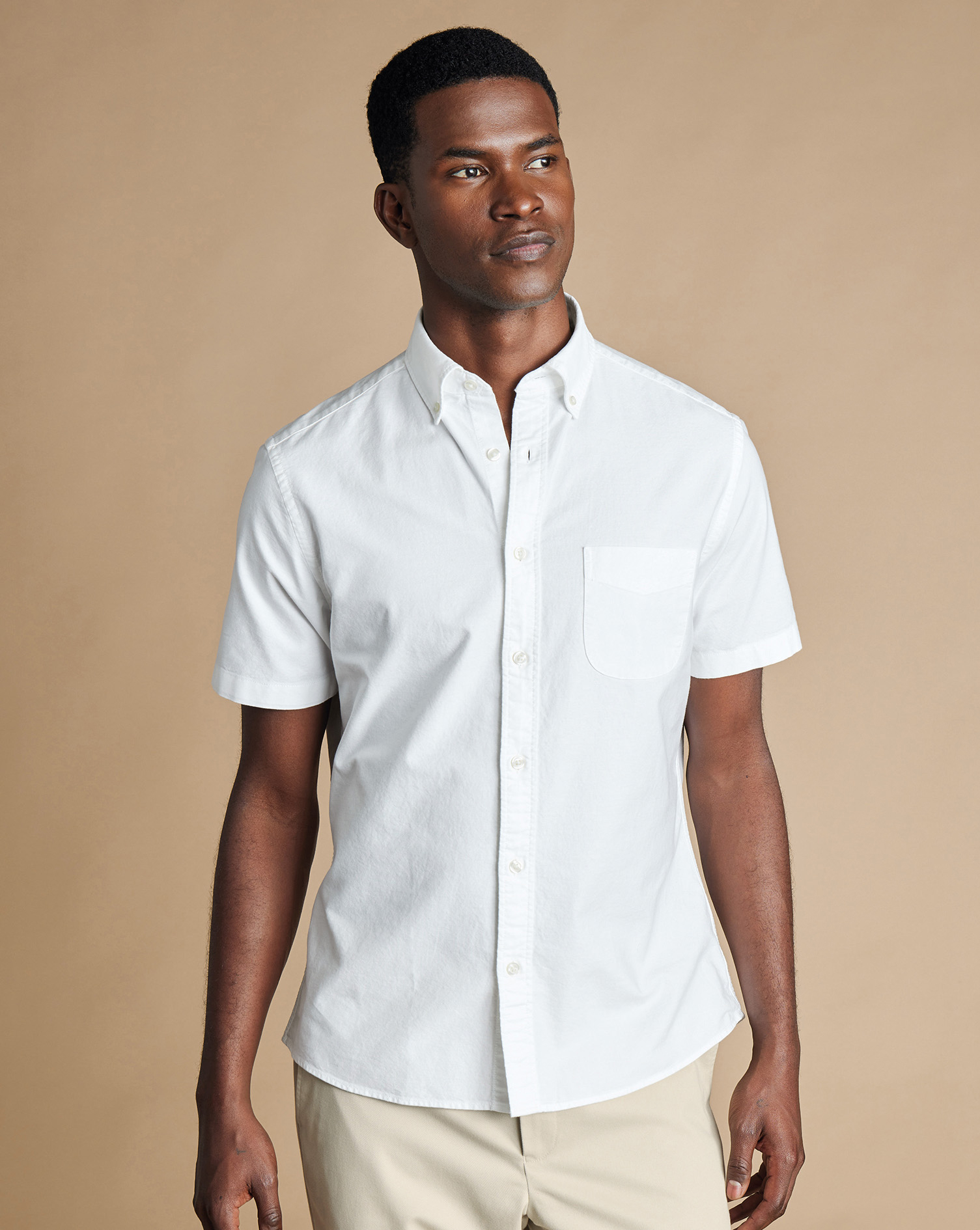 Washed Oxford Short Sleeve Shirt - White