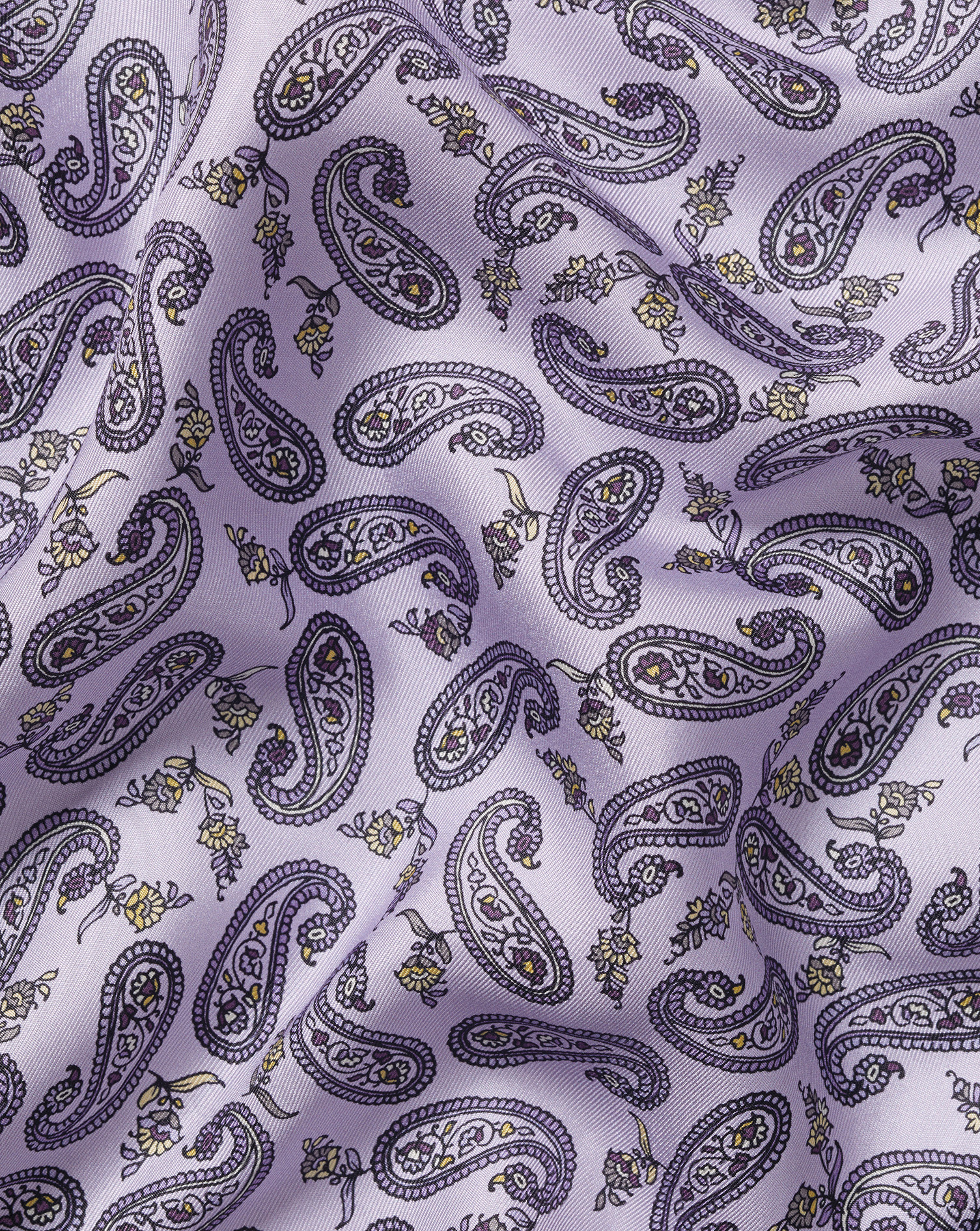 Mini Paisley Print Silk Pocket Square - Lilac Purple