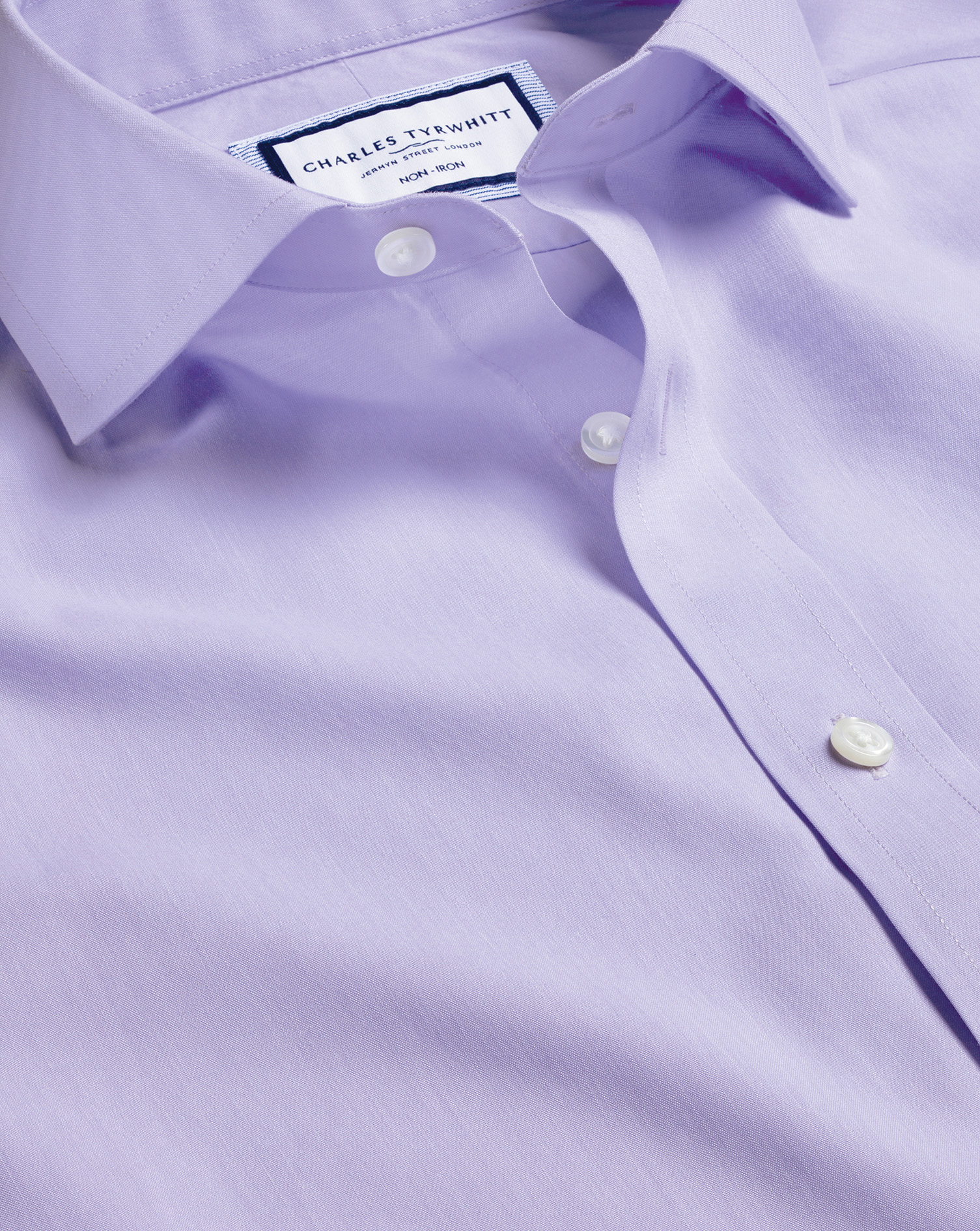 Cutaway Collar Non-Iron Poplin Shirt - Lilac Purple