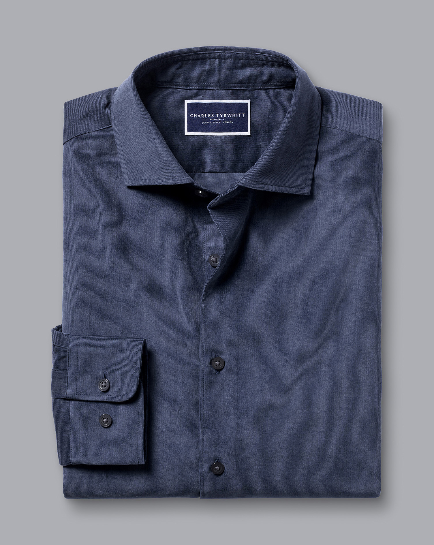 Cutaway Collar Corduroy Shirt - Heather Blue