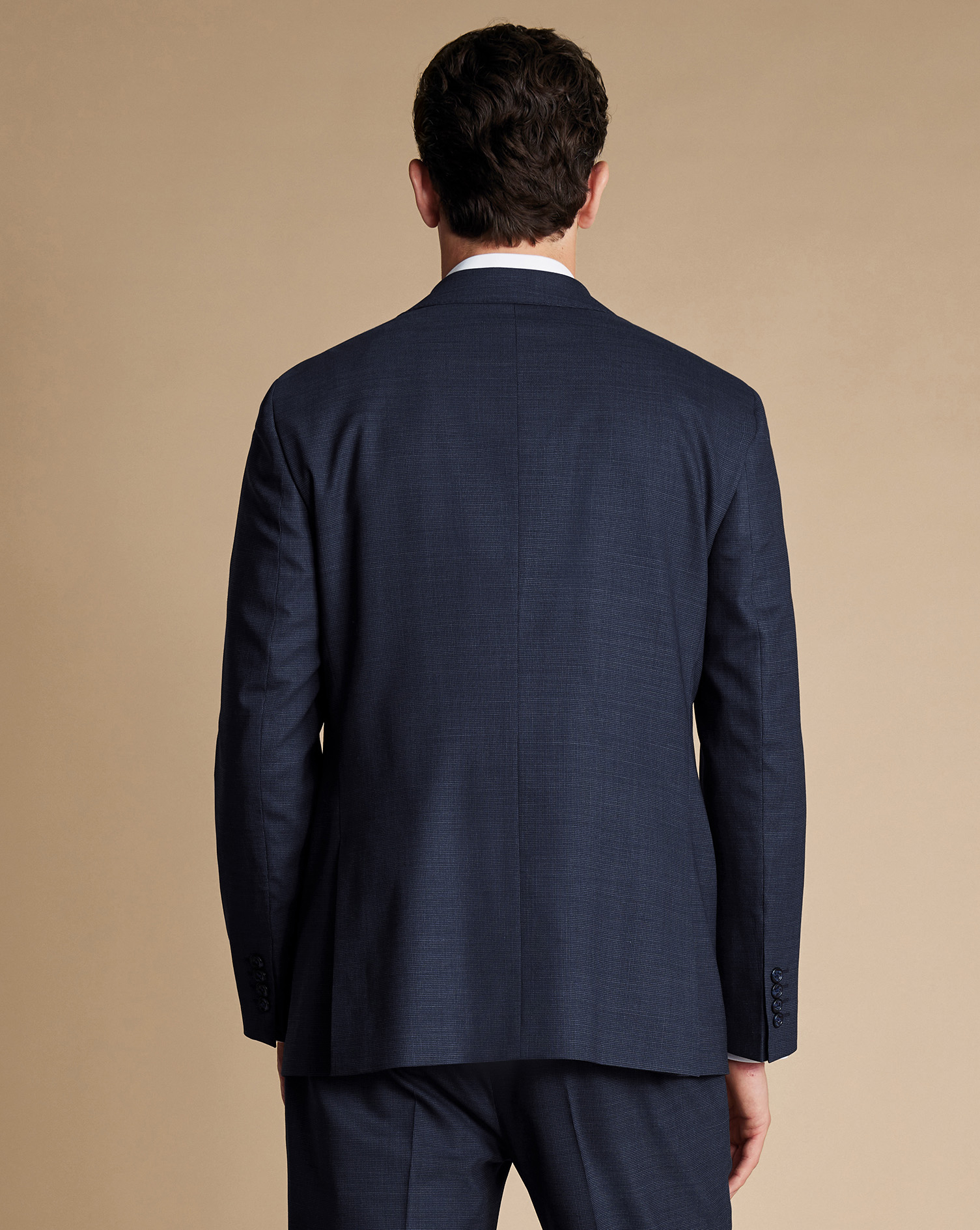 Micro Check Suit Jacket - Steel Blue