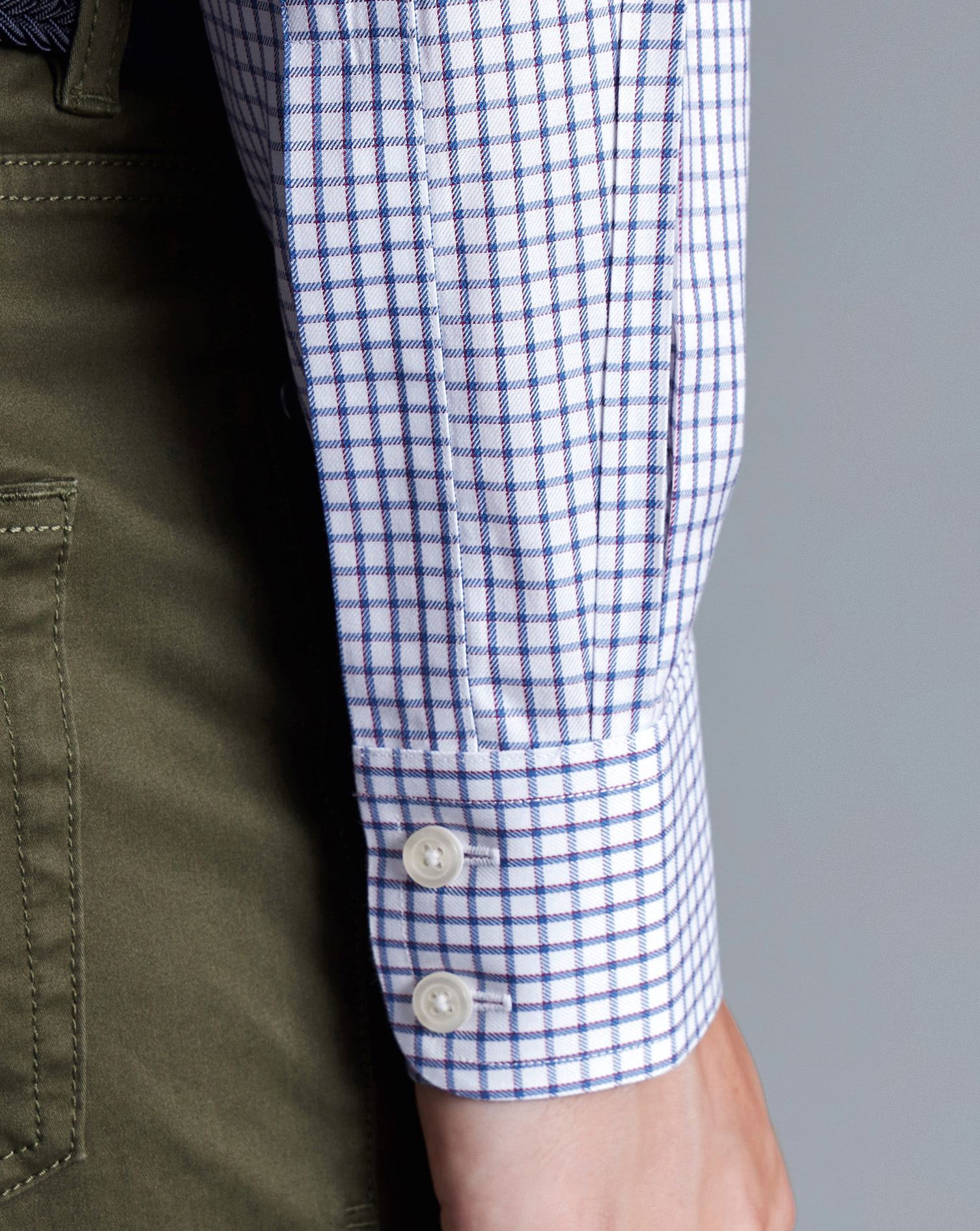 Non-Iron Two Colour Check Shirt - Indigo Blue