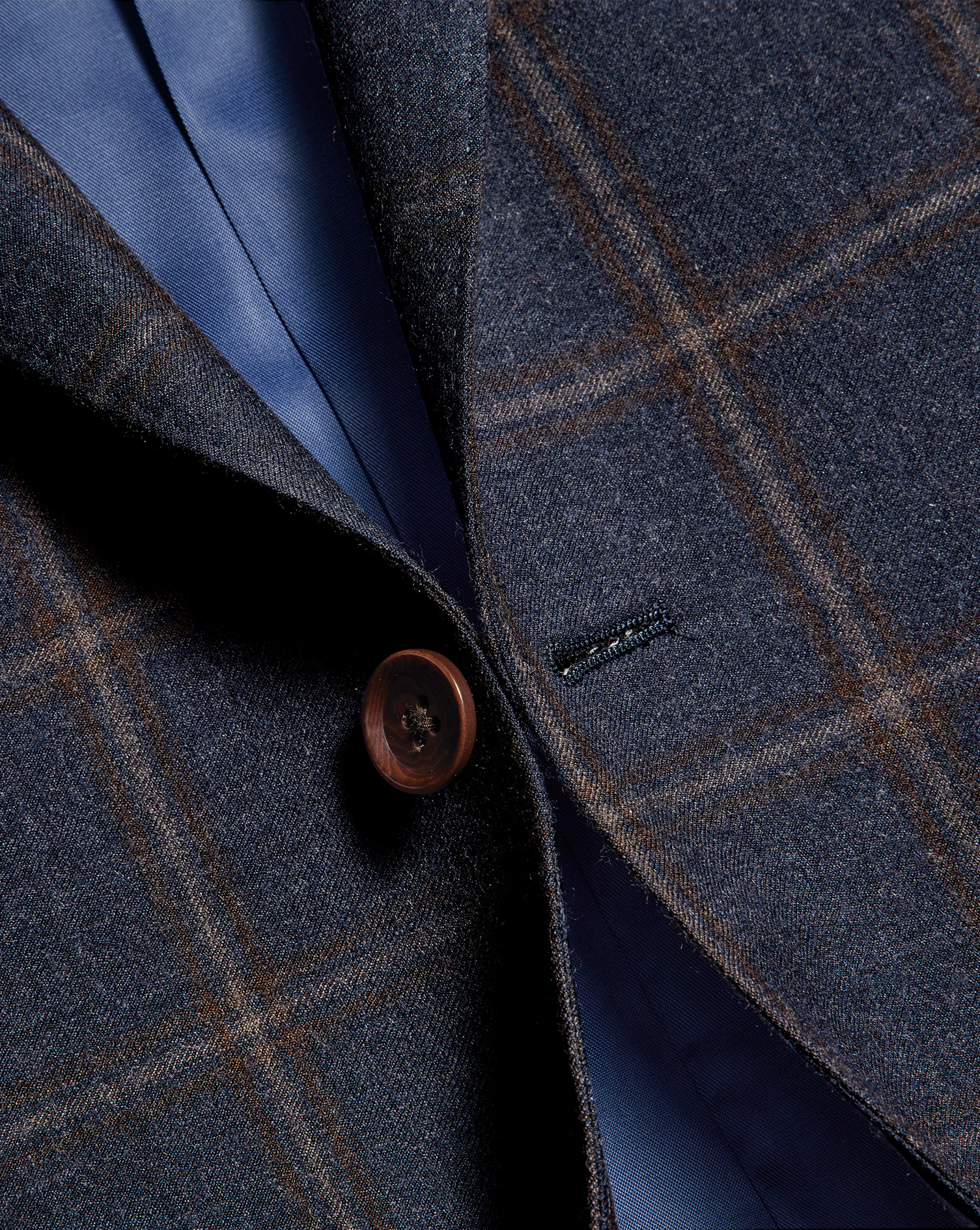 Check Windowpane Wool Texture Jacket - Steel Blue