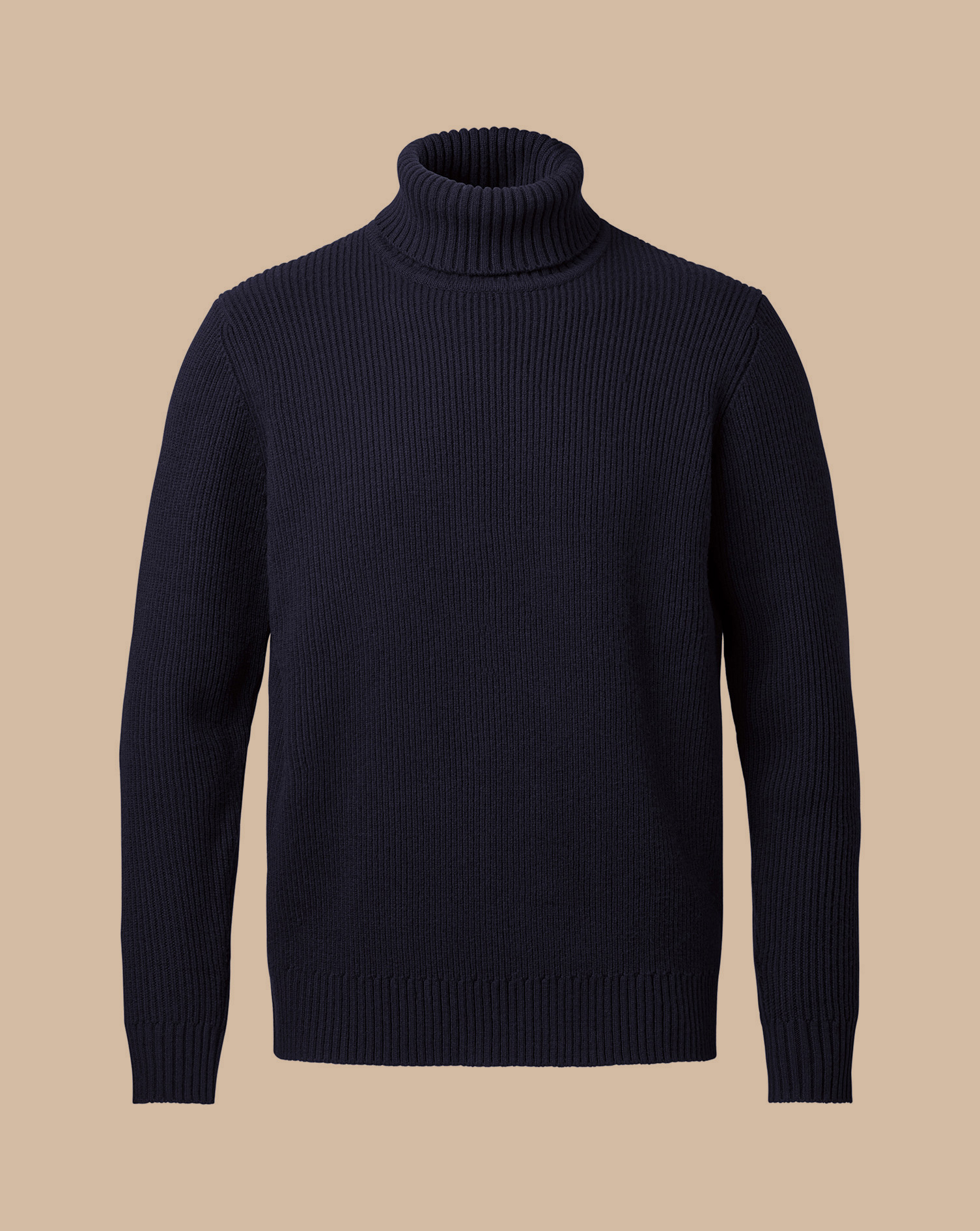 Merino Roll Neck Chunky Jumper - Navy