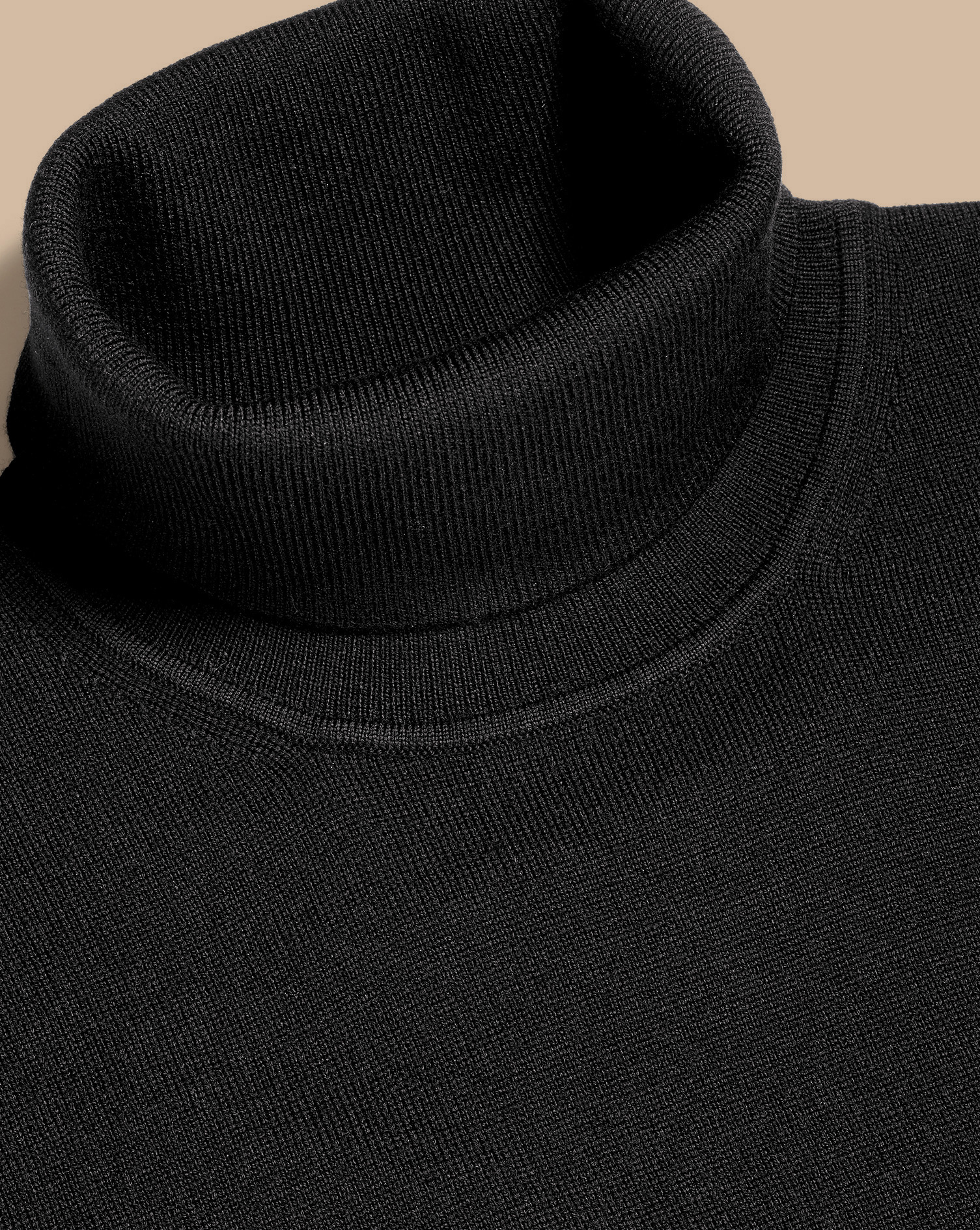 Merino Roll Neck Jumper - Black