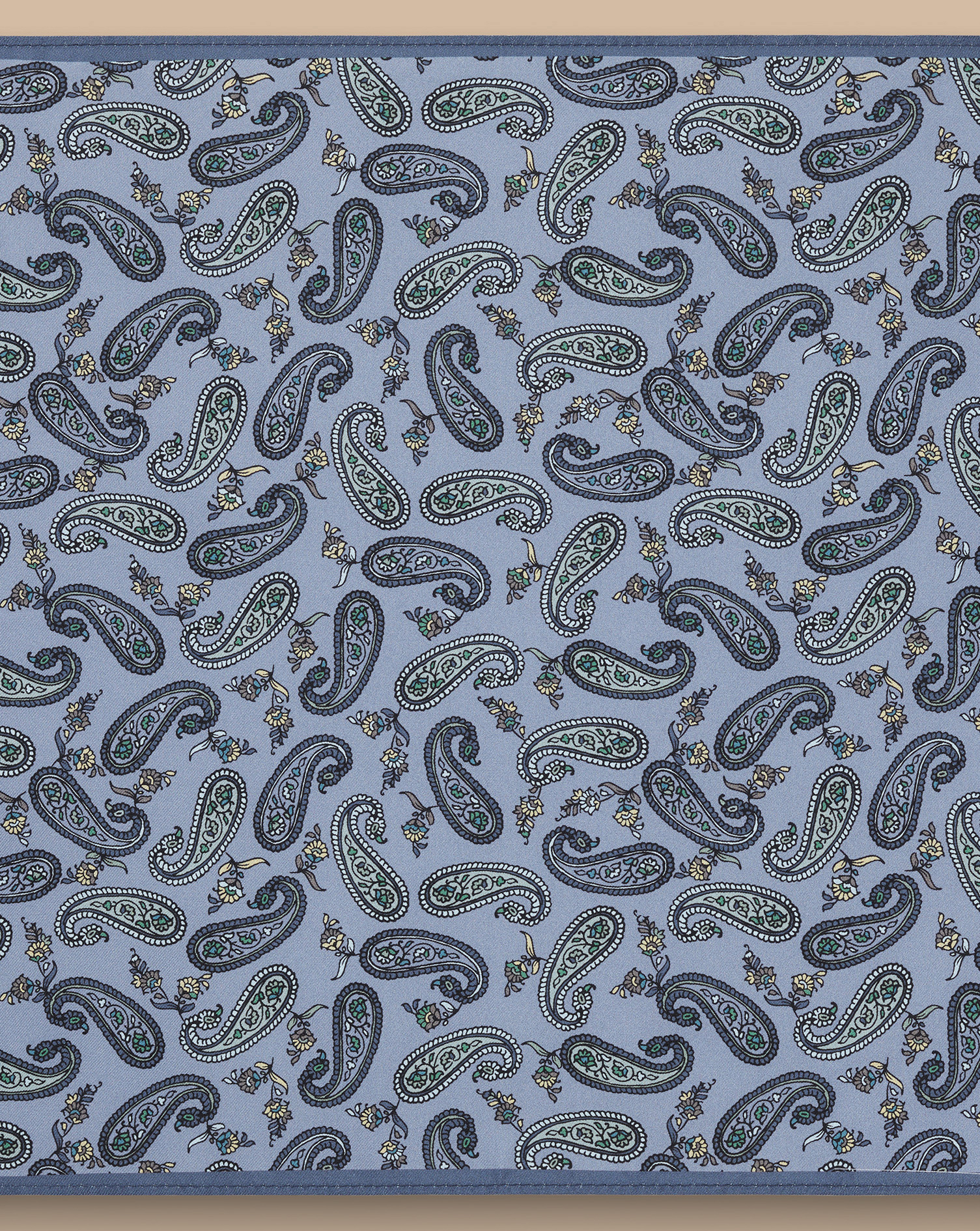 Mini Paisley Print Silk Pocket Square - Heather Blue