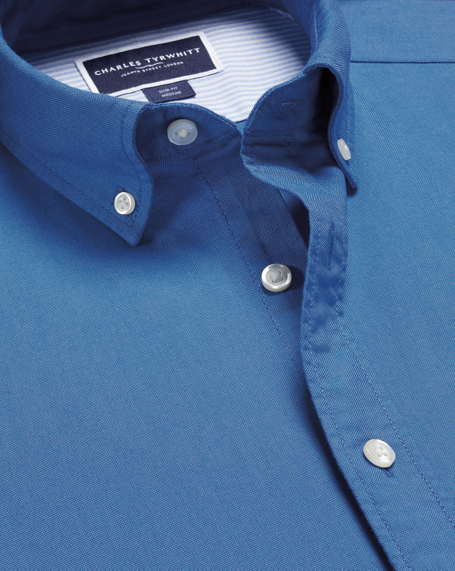 Button-Down Collar Stretch Washed Oxford Shirt - Ocean Blue