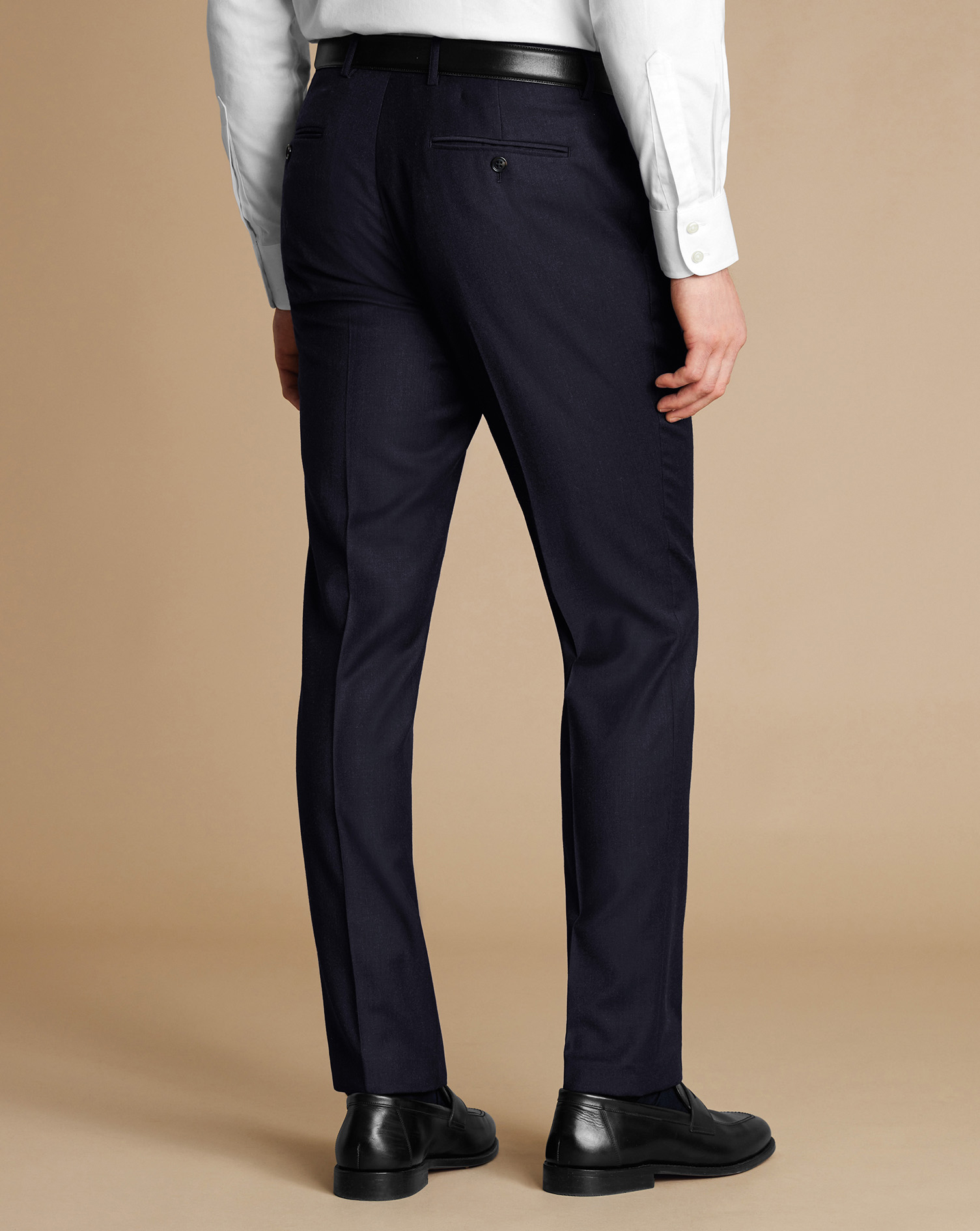 Twill Wool Stretch Trousers - Navy