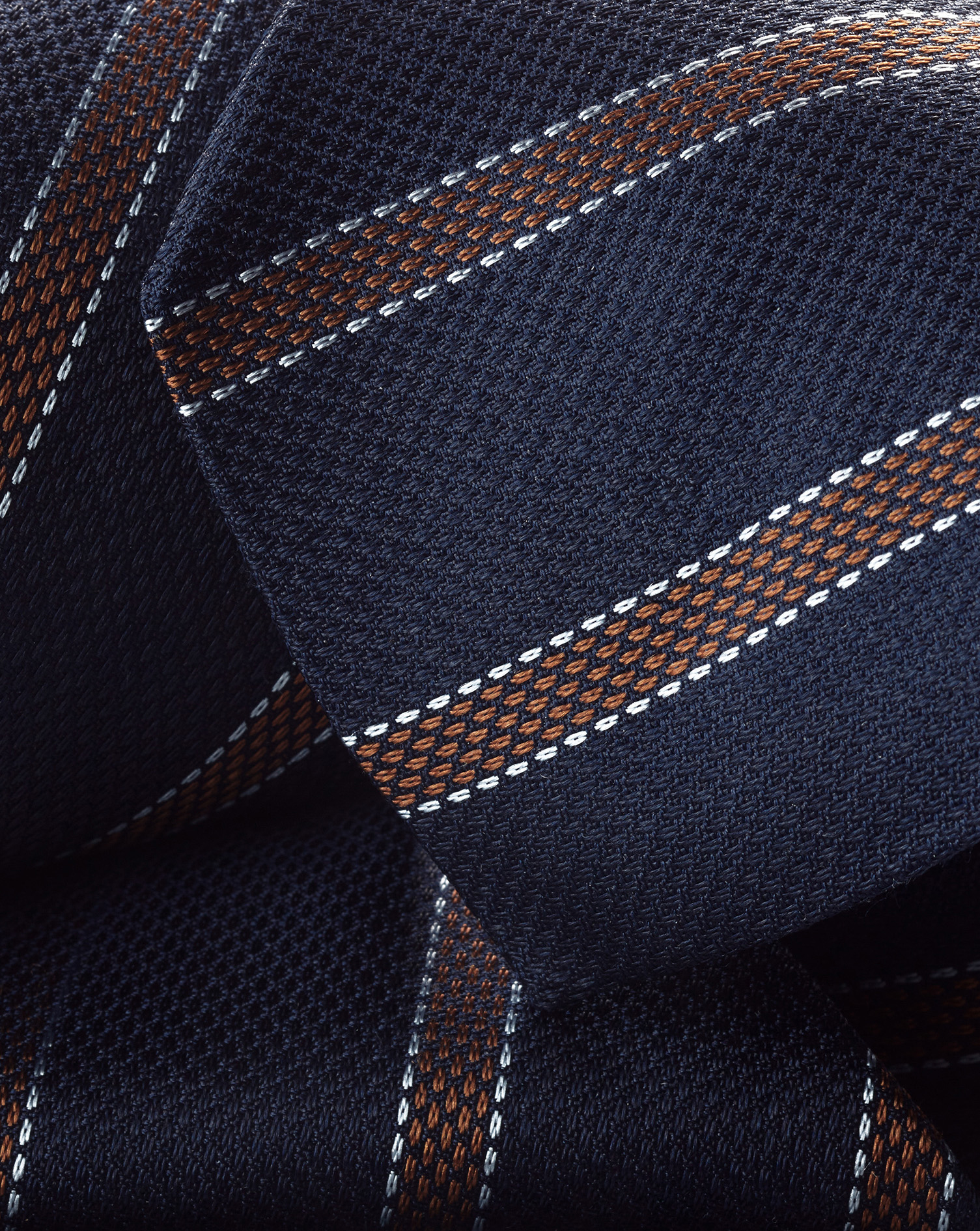 Silk Stripe Tie - French Blue & Camel