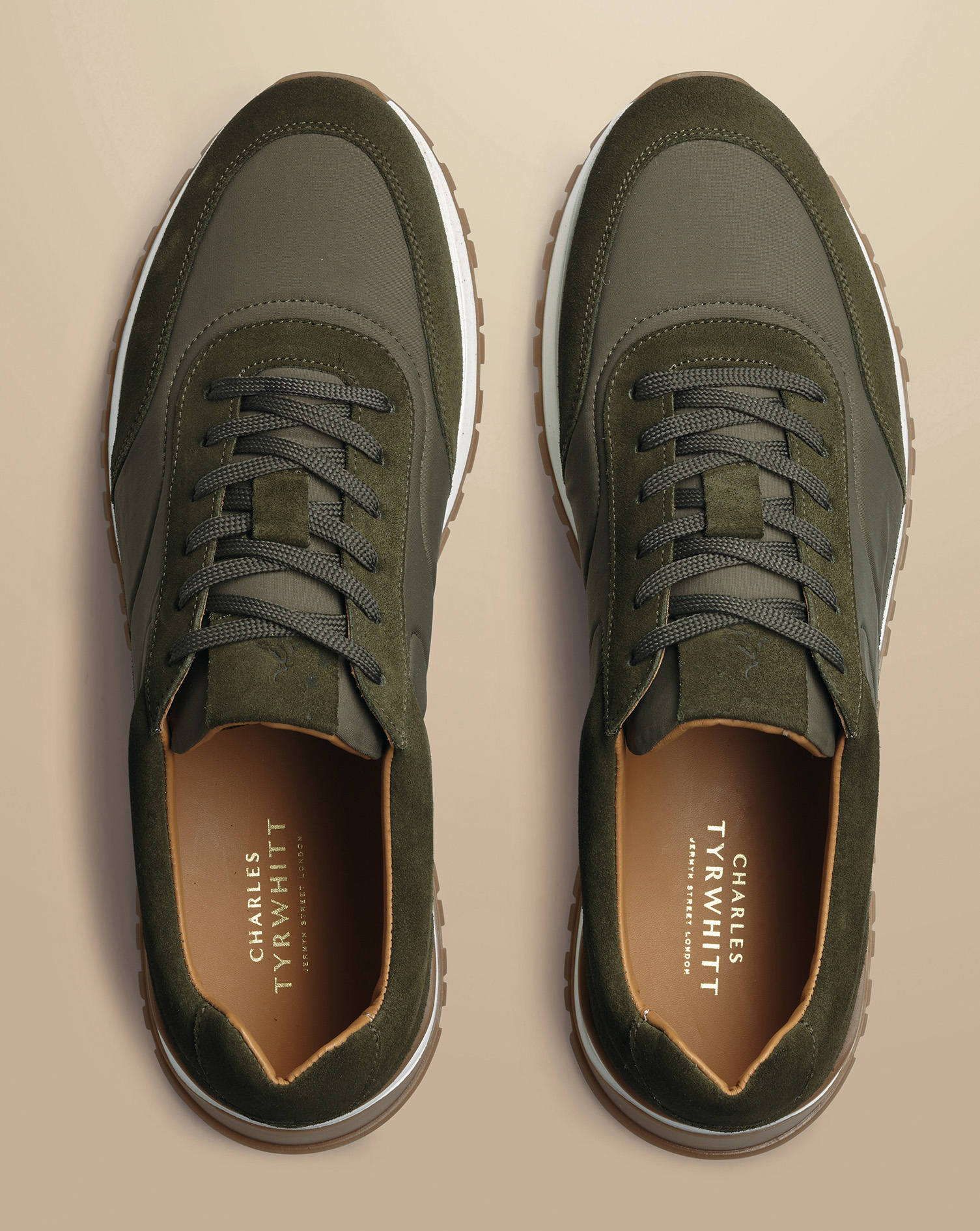 Textile Trainers - Olive Green