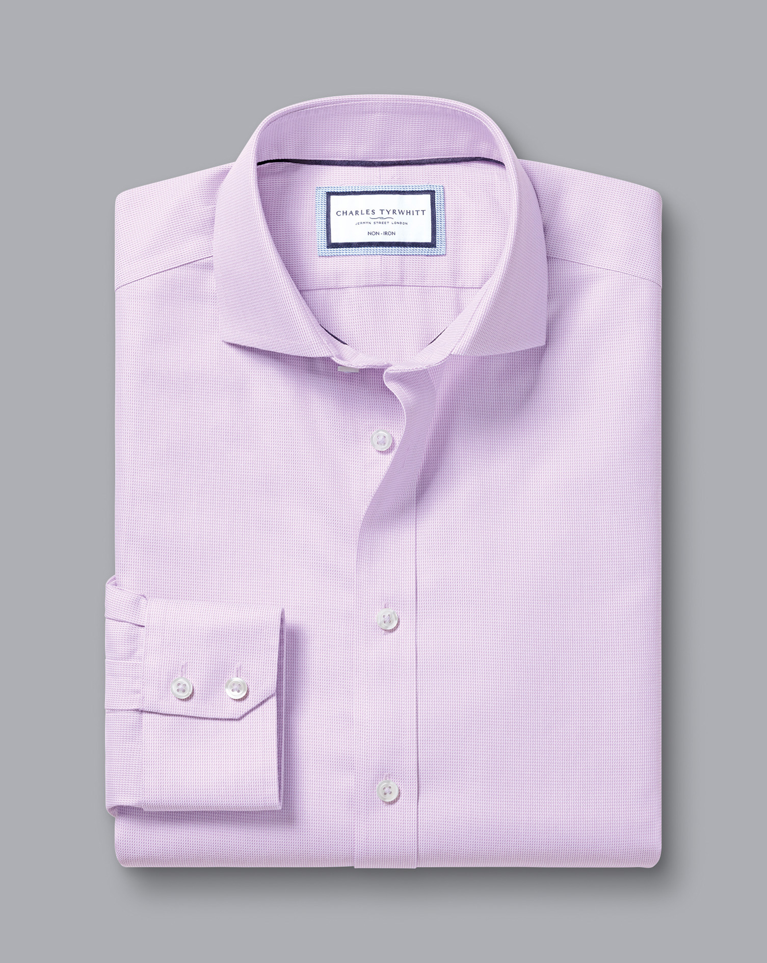 Cutaway Collar Non-Iron Clifton Weave Shirt - Lilac Purple