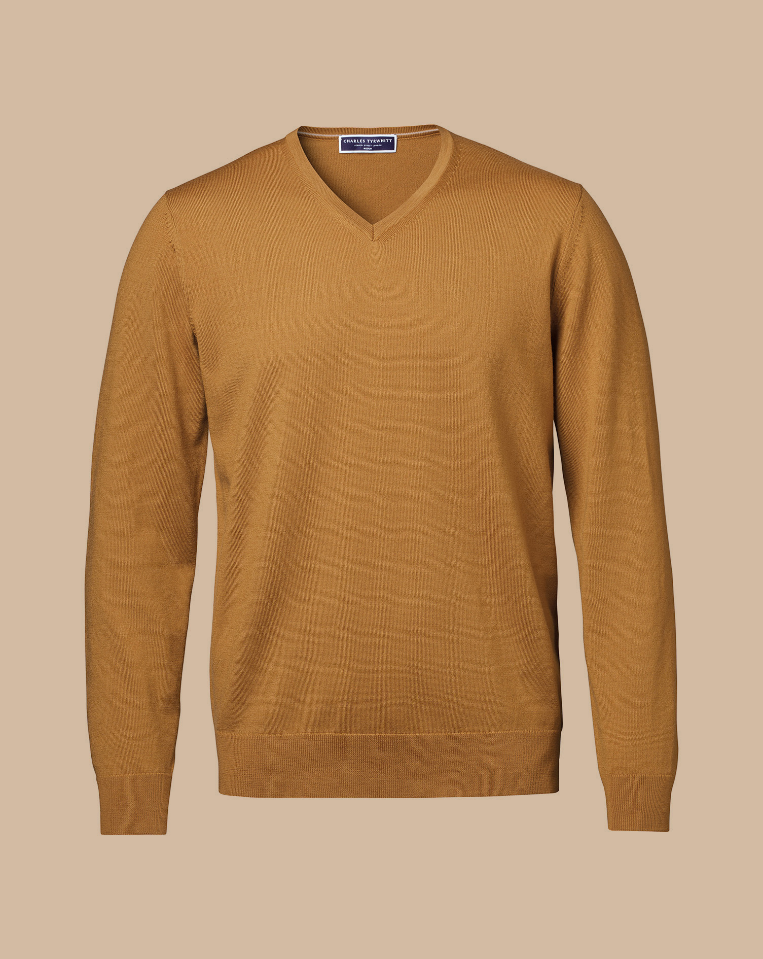 Merino V-Neck Jumper - Gold