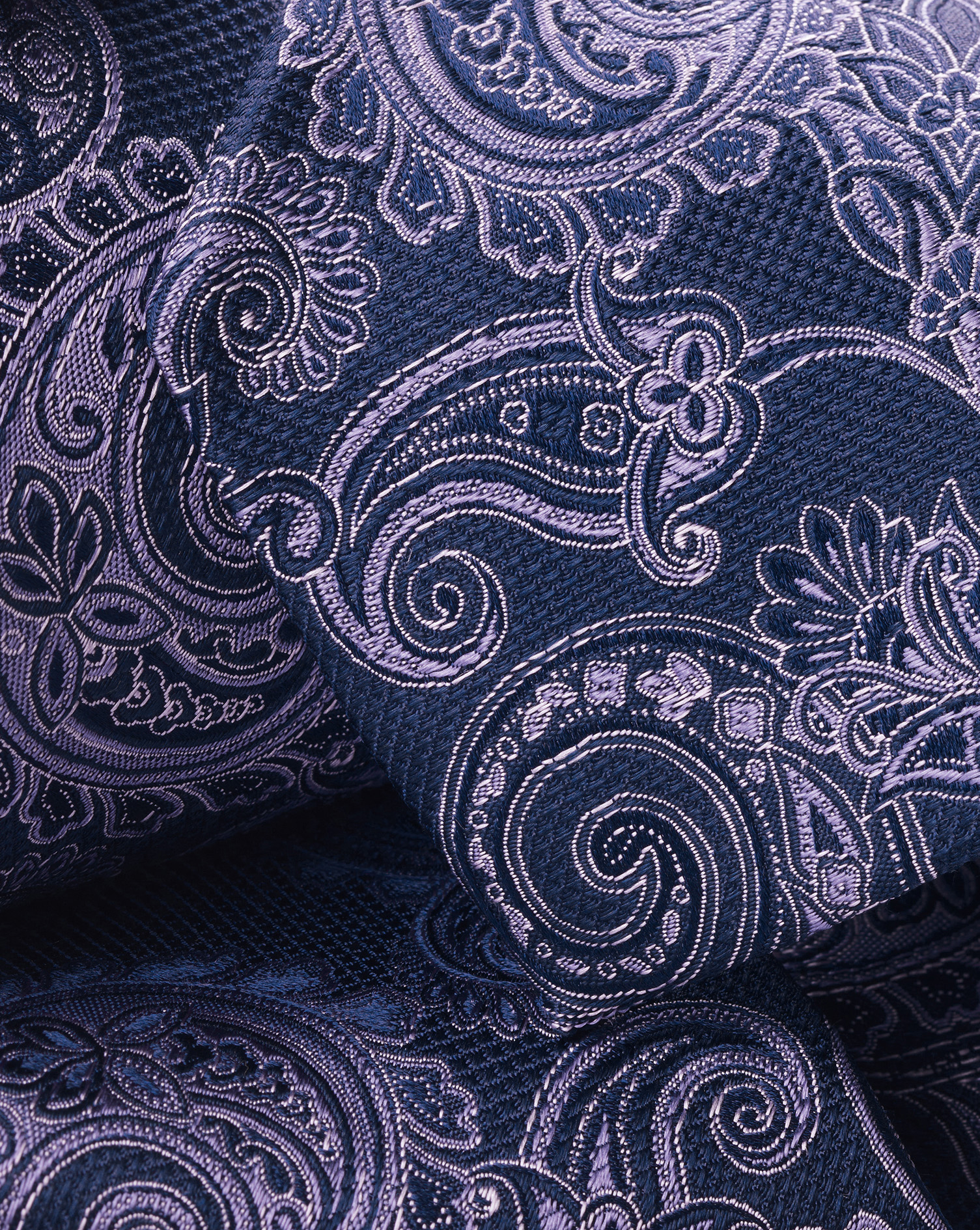 Paisley Silk Tie - Ink Blue & Lavender