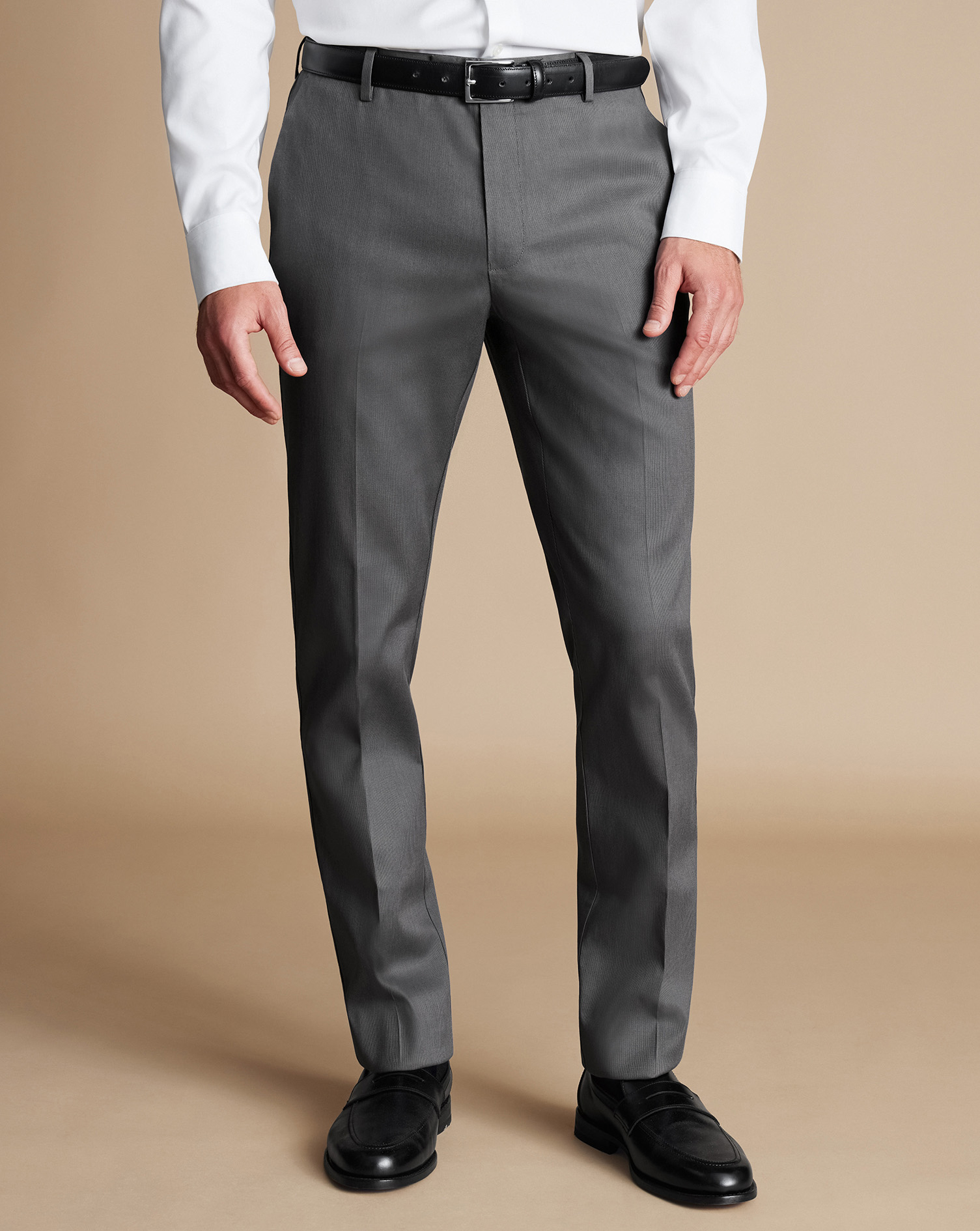 Smart Stretch Texture Trousers - Charcoal Grey