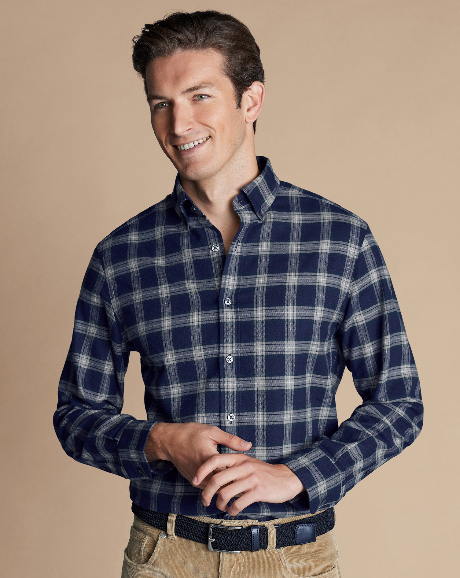 Brushed Flannel Check Shirt - French Blue