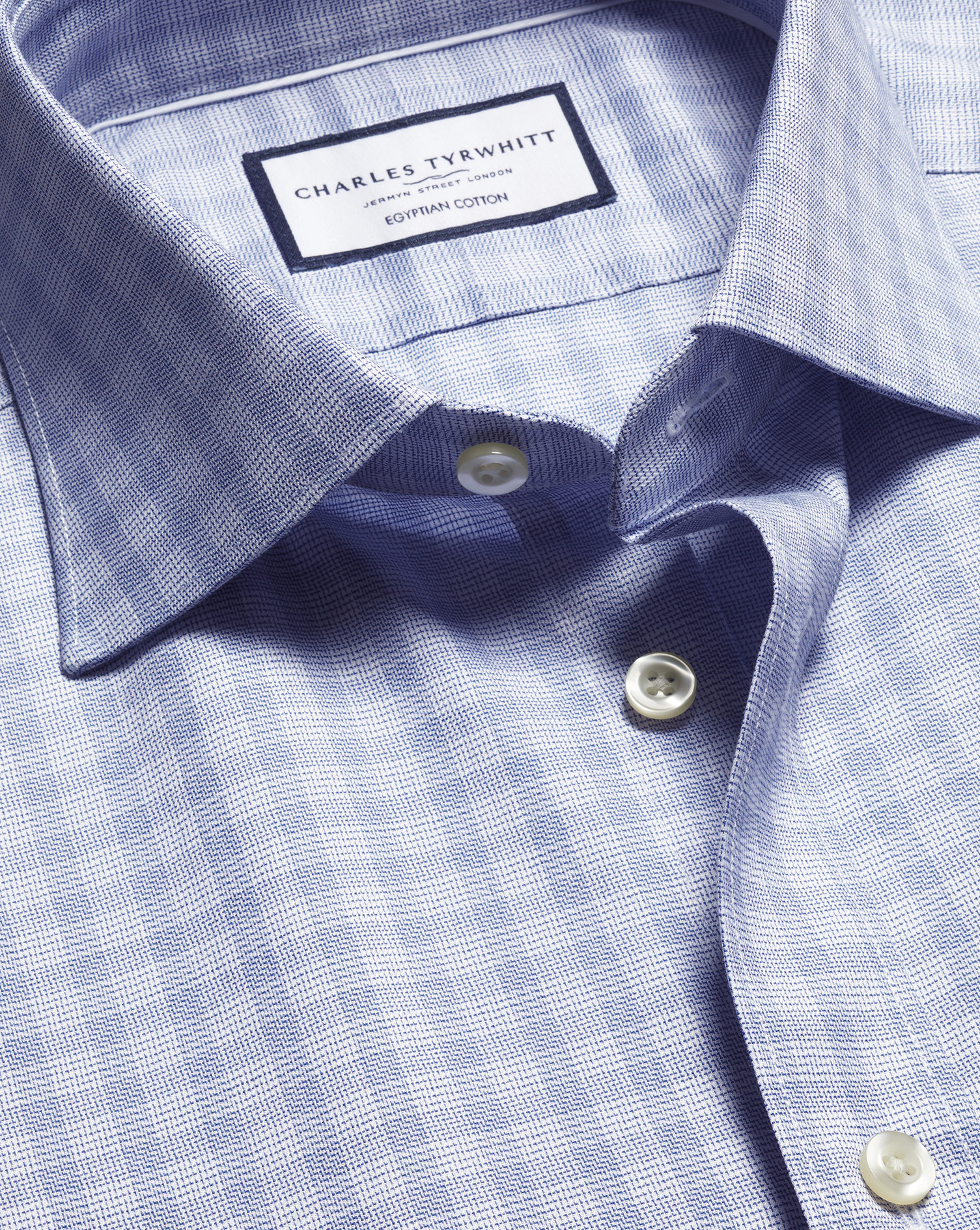 Charles Tyrwhitt Luxushemd mit Karos - Kobaltblau Knopfmanschette