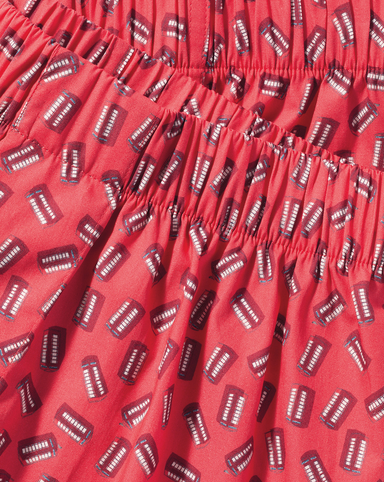 Telephone Box Print Woven Boxers - Coral Pink 