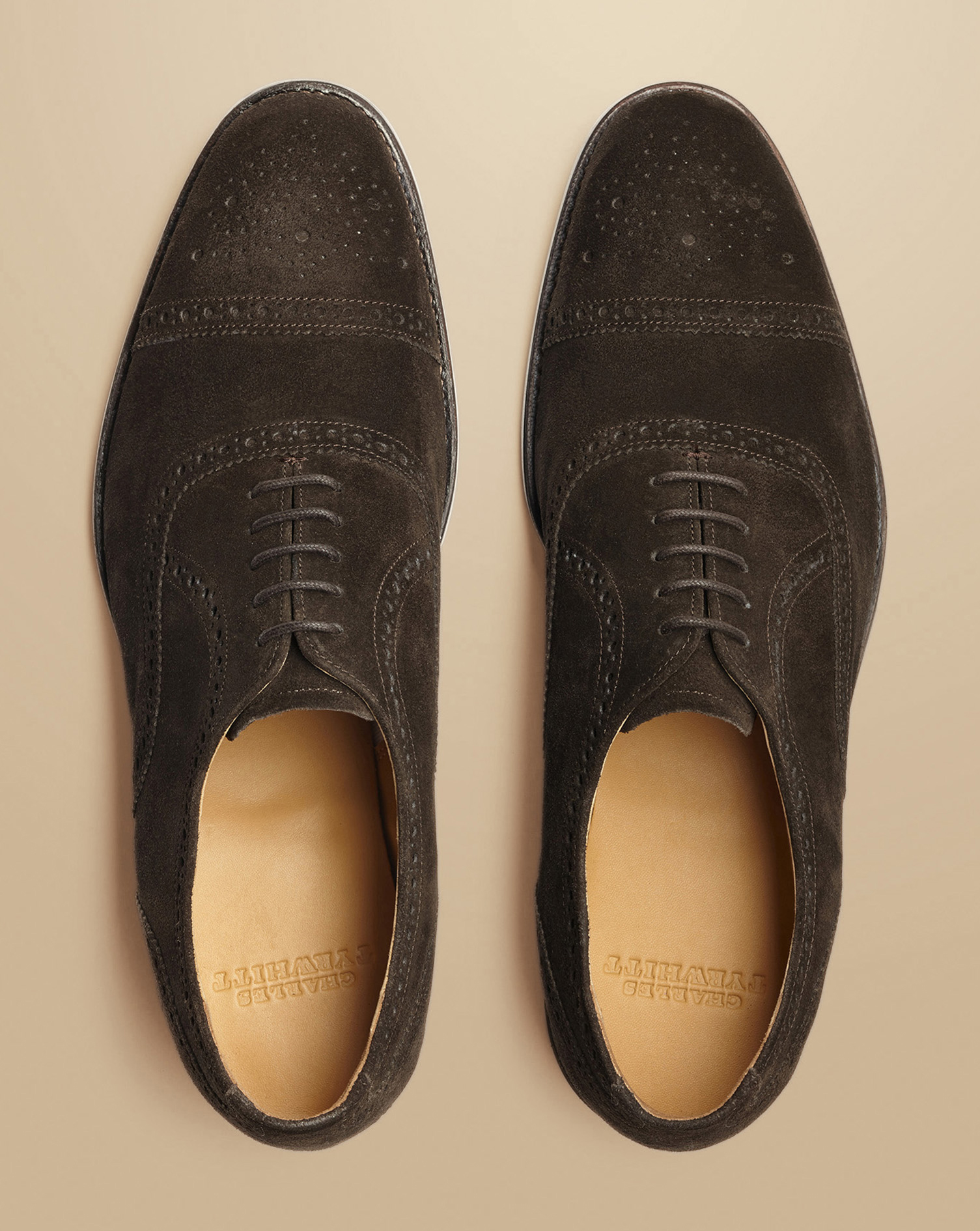 Suede Oxford Brogue Shoes - Dark Chocolate