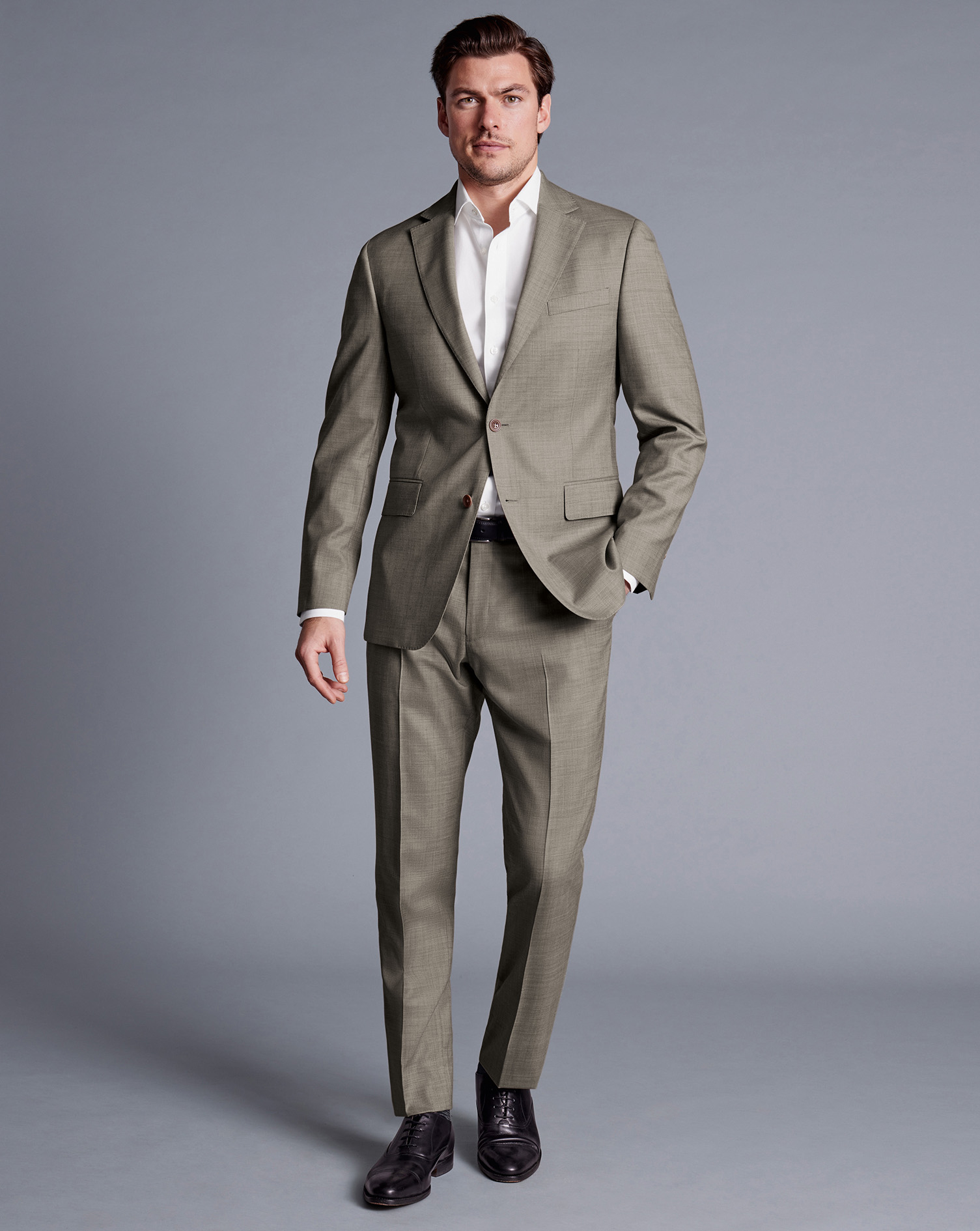 Sharkskin Suit Jacket - Taupe