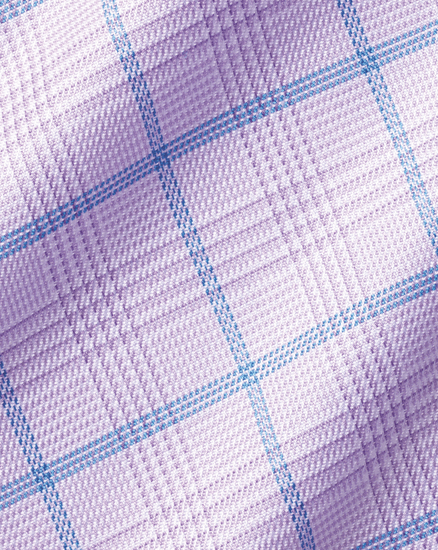 Semi-Cutaway Collar Egyptian Cotton Prince Of Wales Check Shirt - Lilac Purple