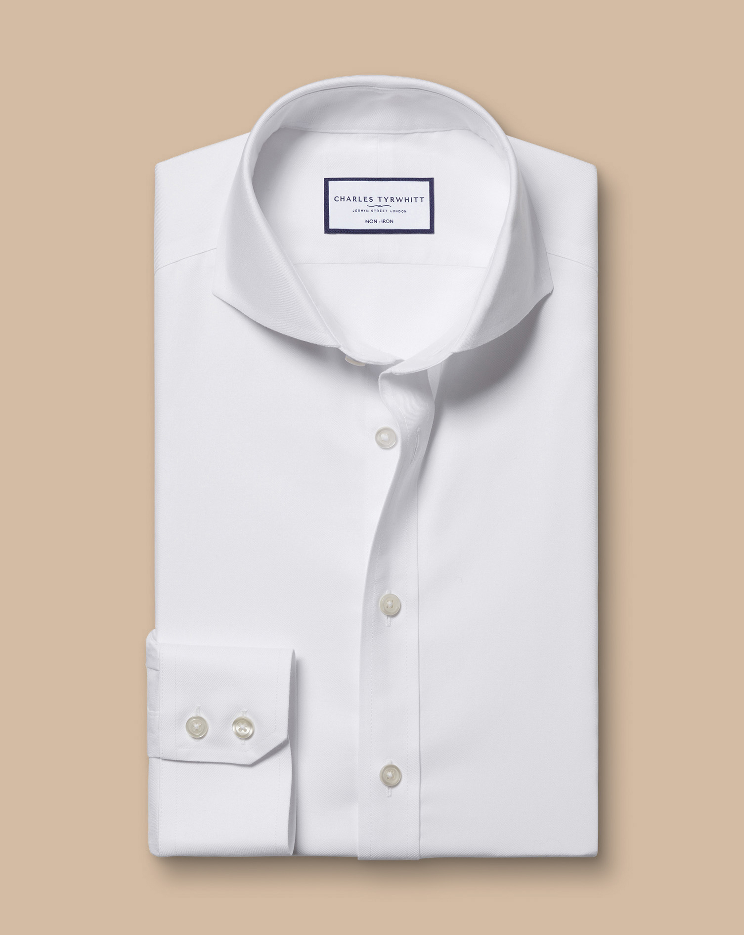 Extreme Cutaway Collar Non-Iron Twill Shirt - White