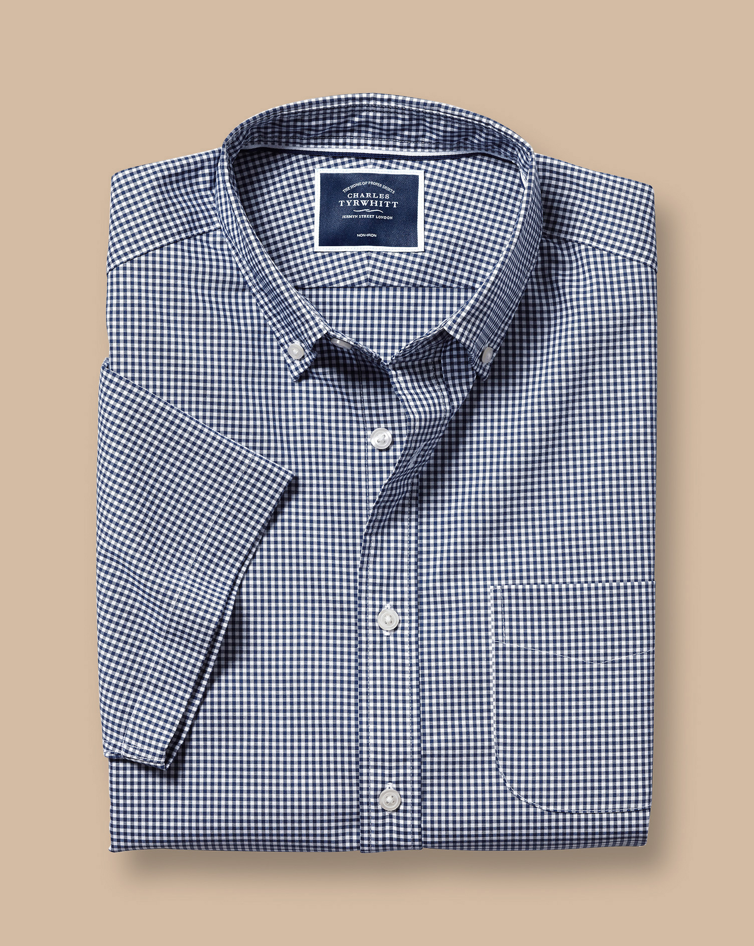 Non-Iron Stretch Short Sleeve Shirt - Navy