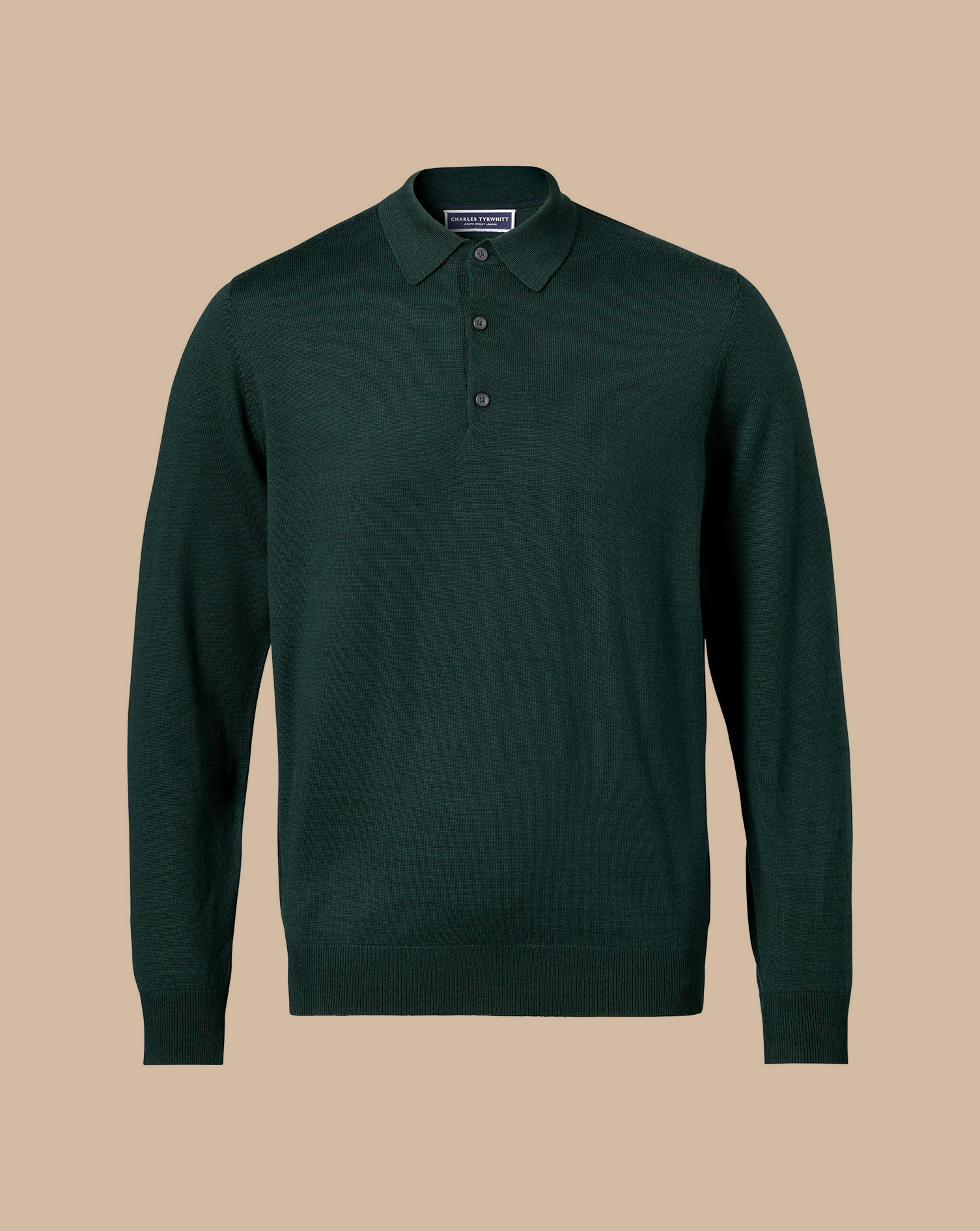 Merino Polo Jumper - Forest Green