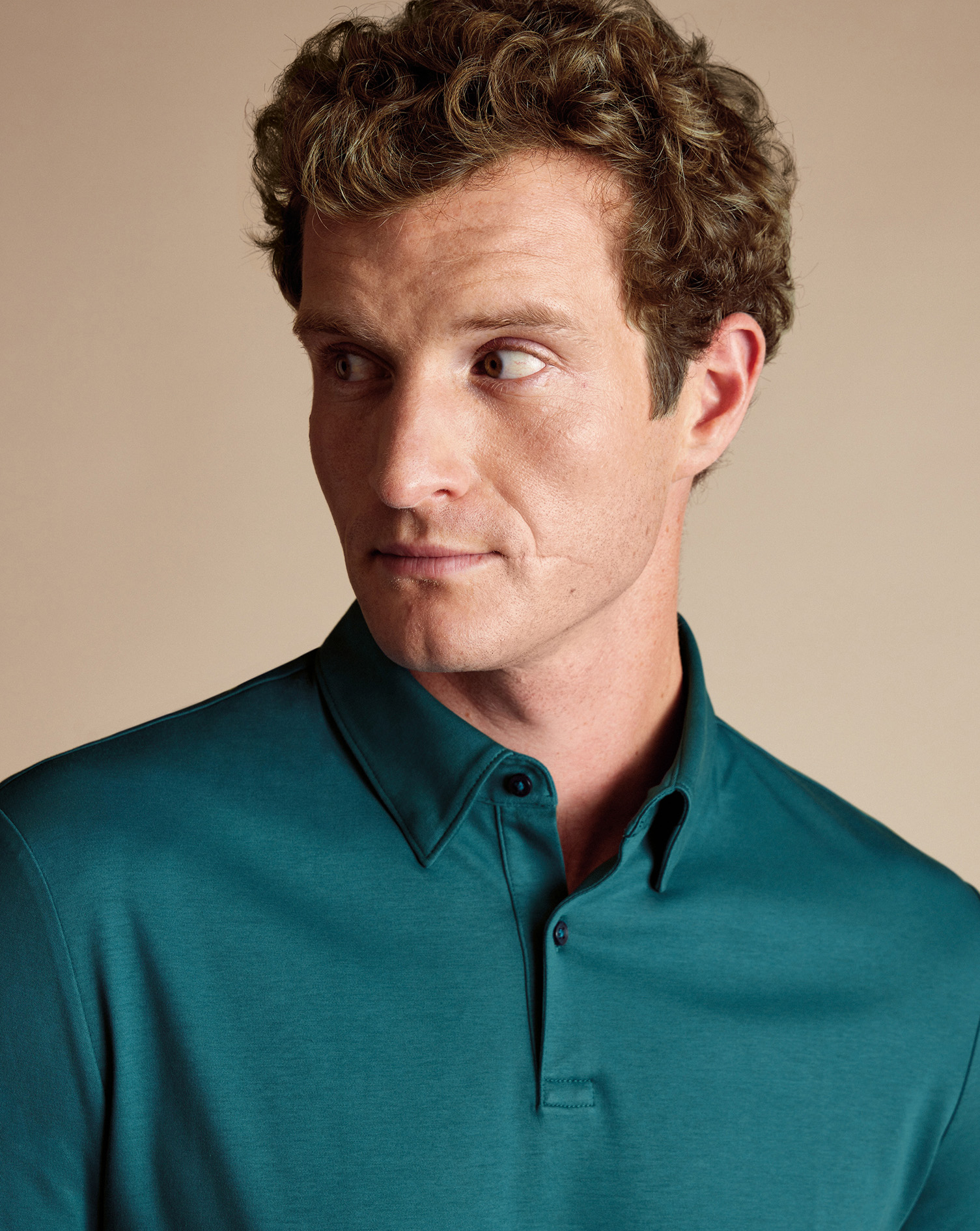 Long Sleeve Smart Jersey Polo - Teal Green