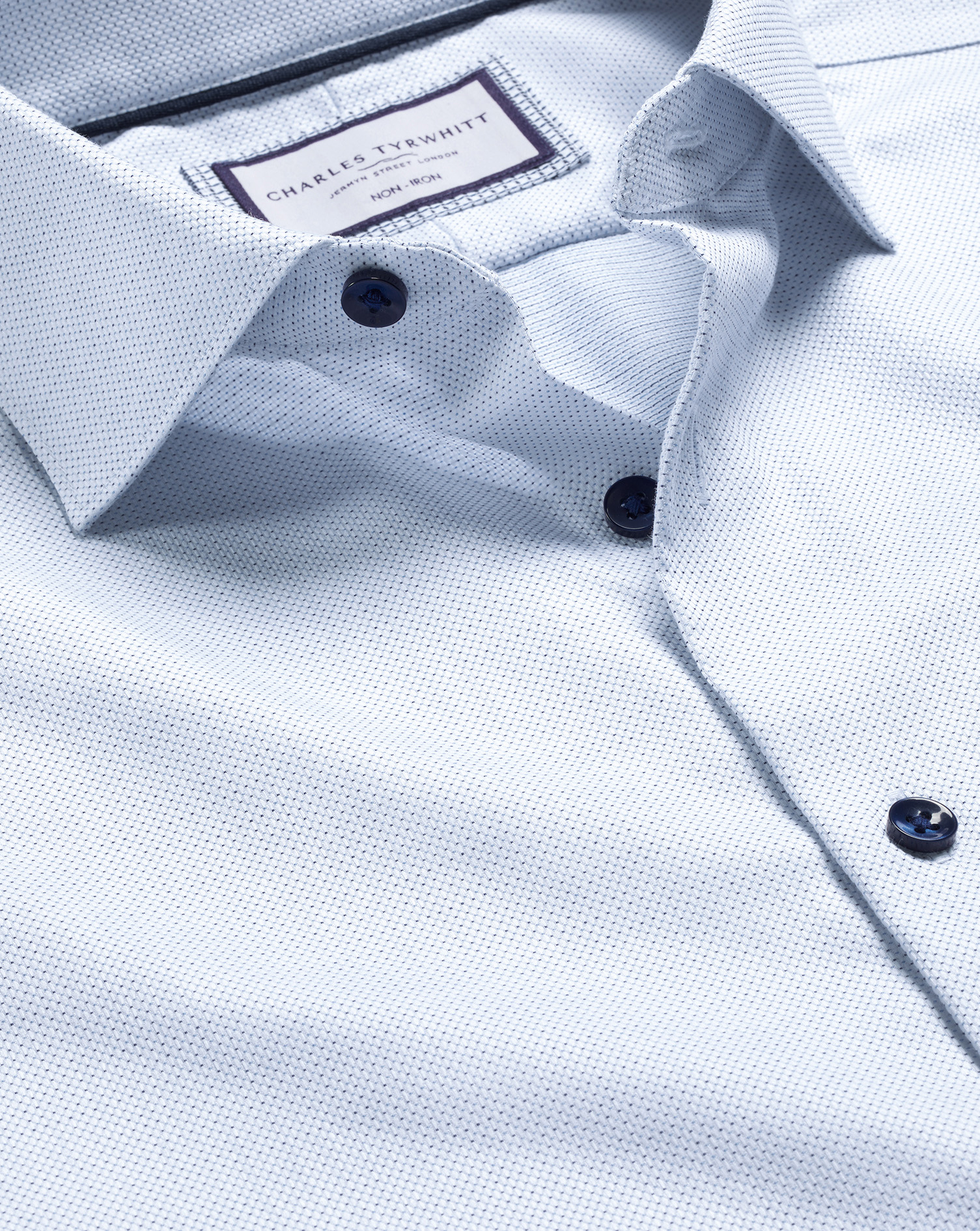 Non-Iron Dot Stretch Texture Shirt - White | Charles Tyrwhitt