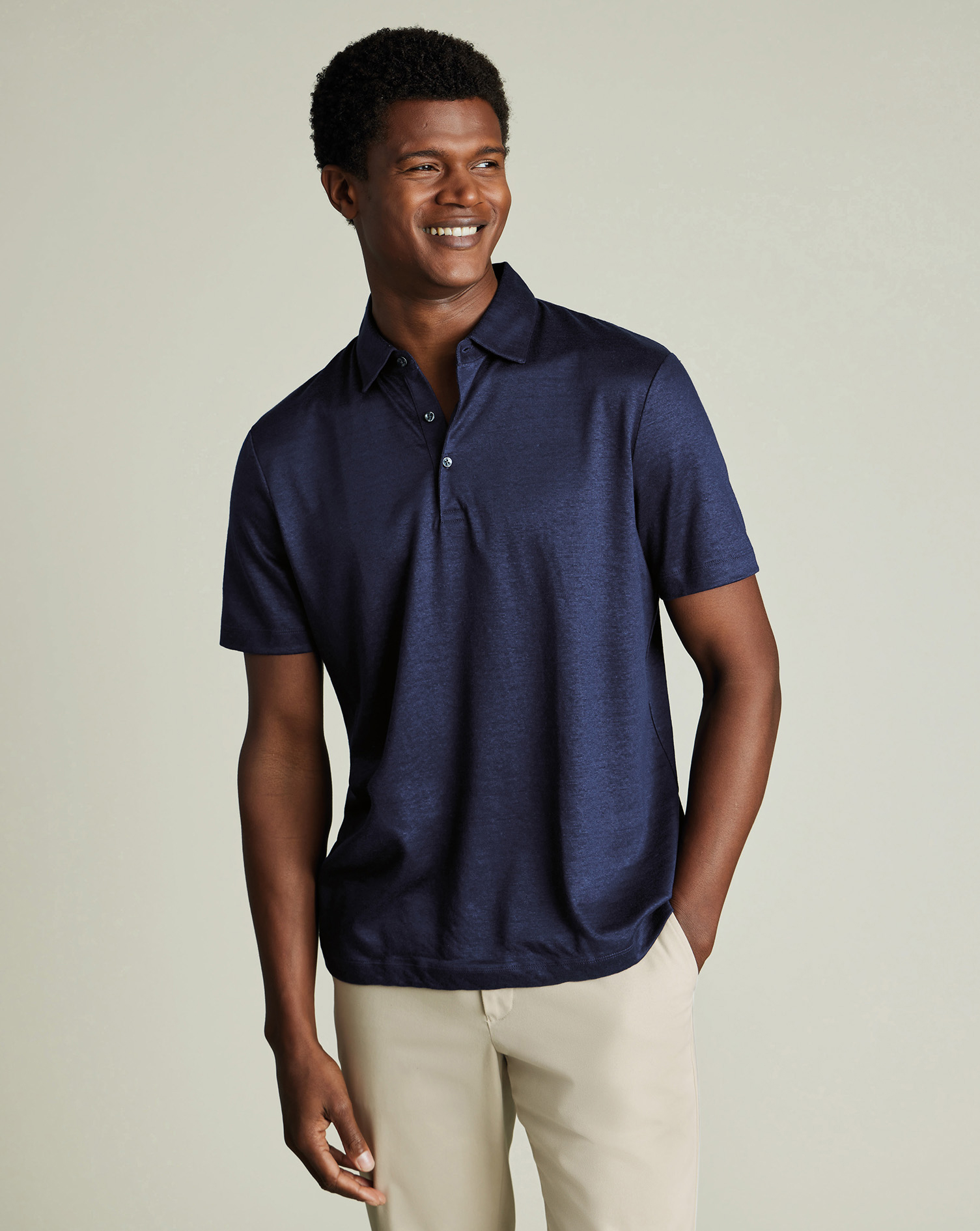 Charles Tyrwhitt Leinen-Polo - Marineblau