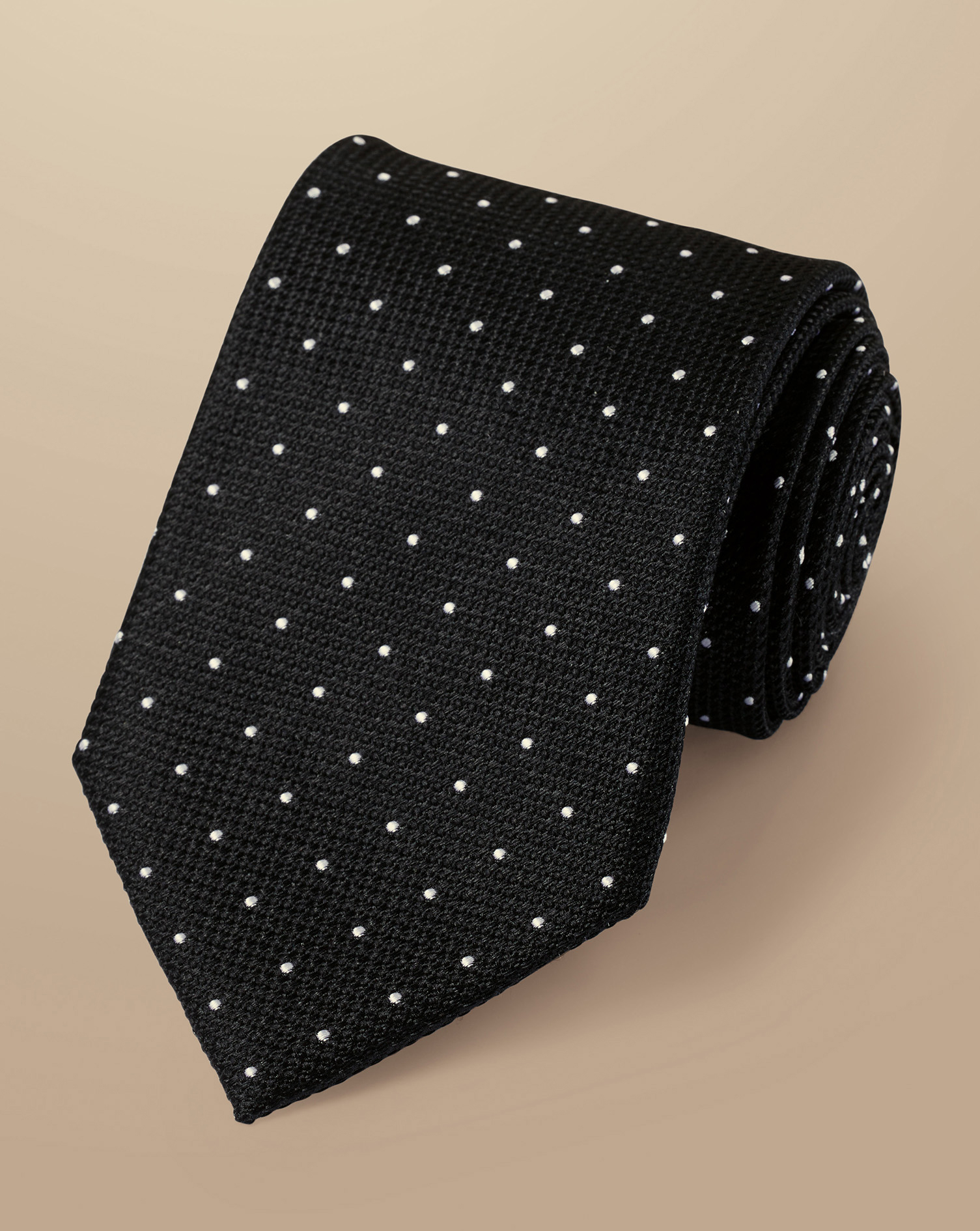 Spot Silk Tie  - Black