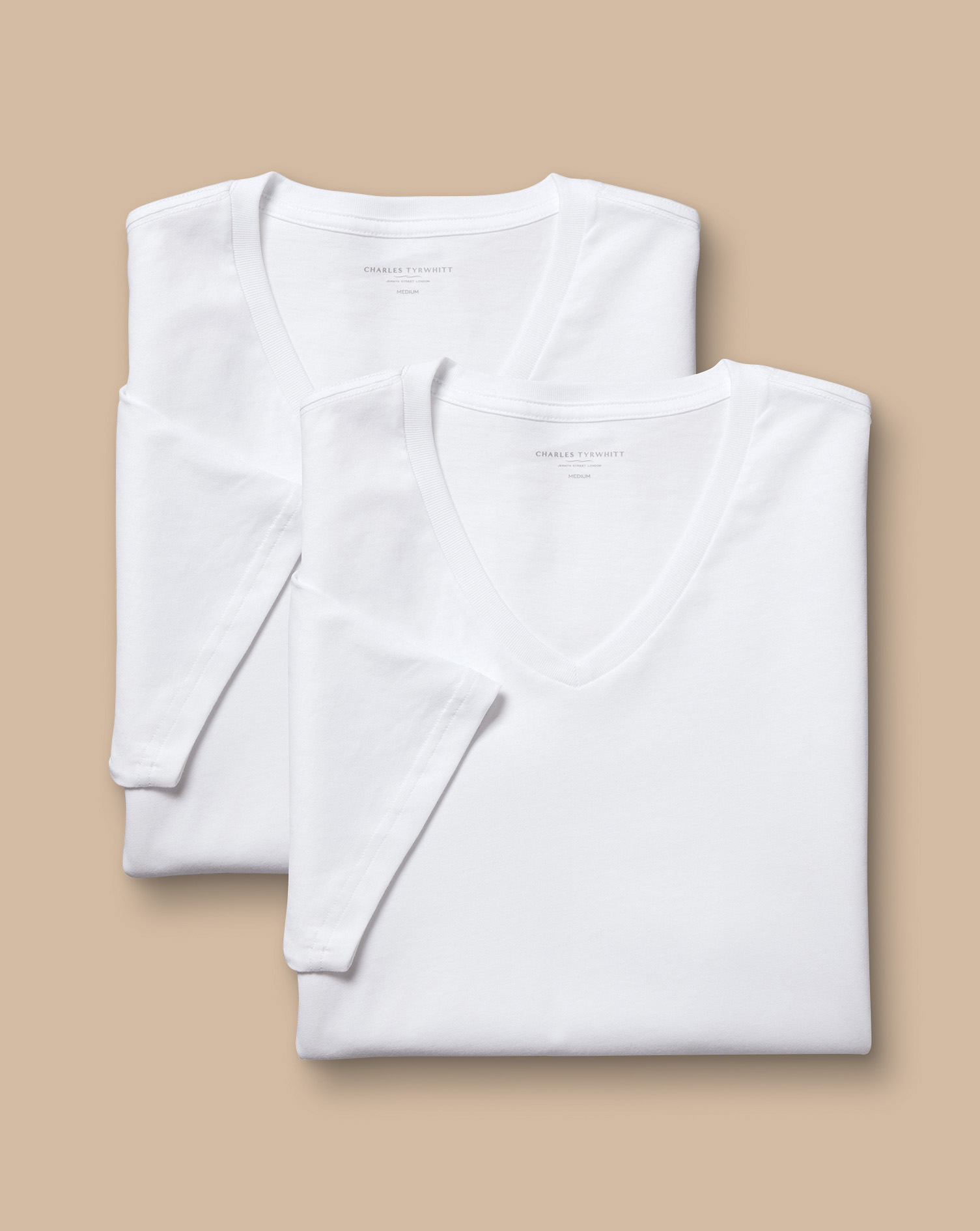 2 Pack V-Neck Cotton T-Shirt - White