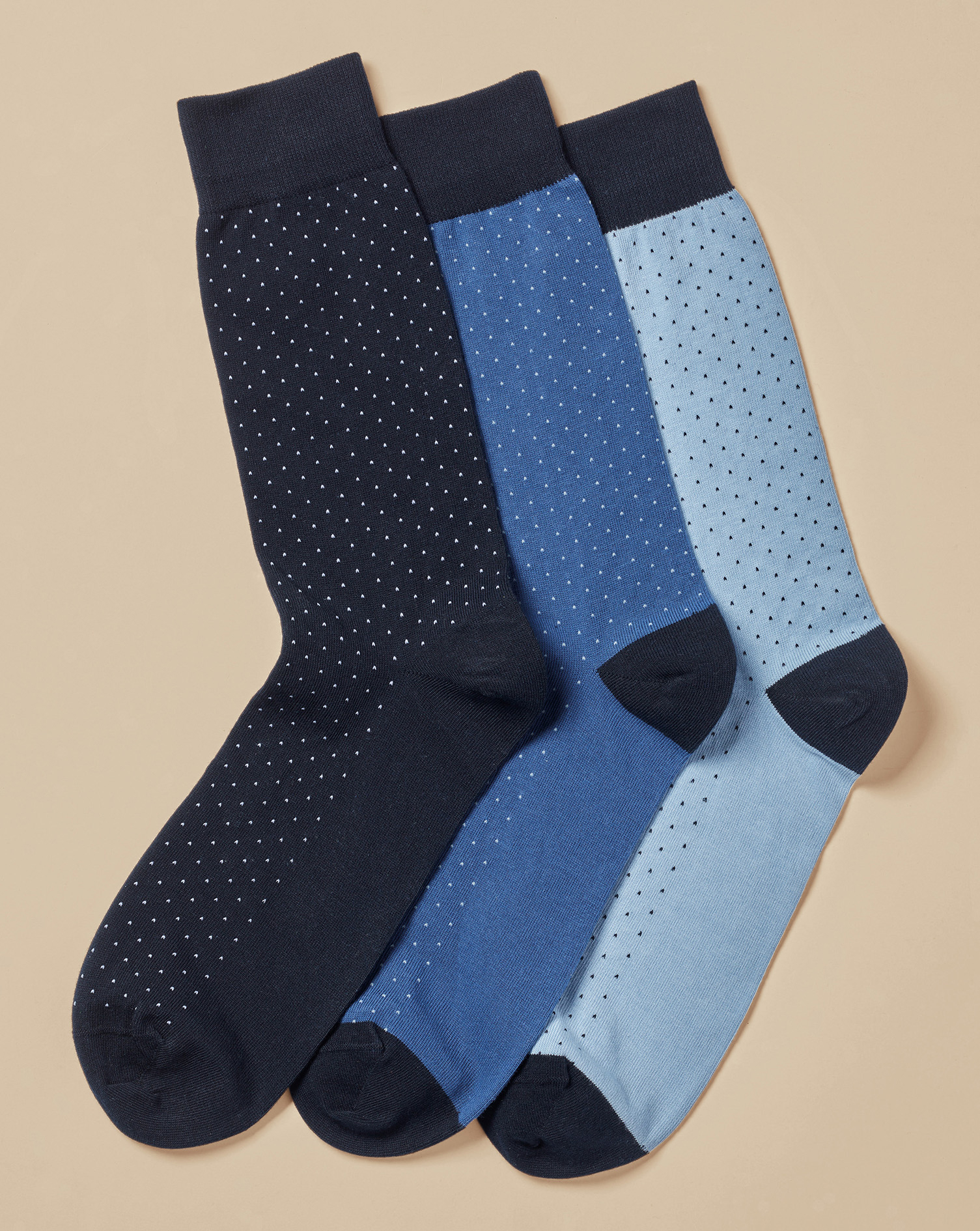 Multi Micro Dash Cotton Rich 3 Pack Socks - Navy