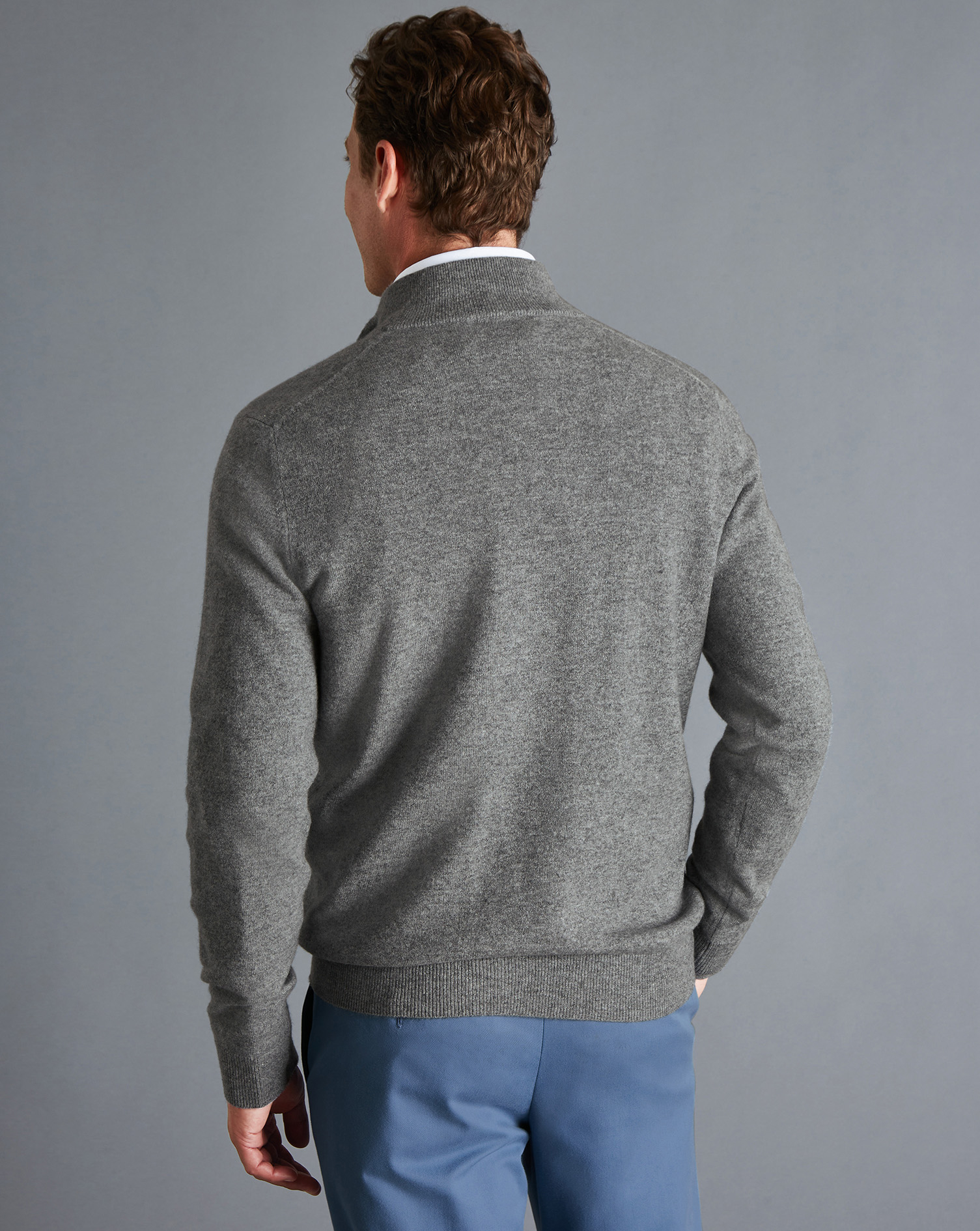 Cashmere Zip Neck Jumper - Grey