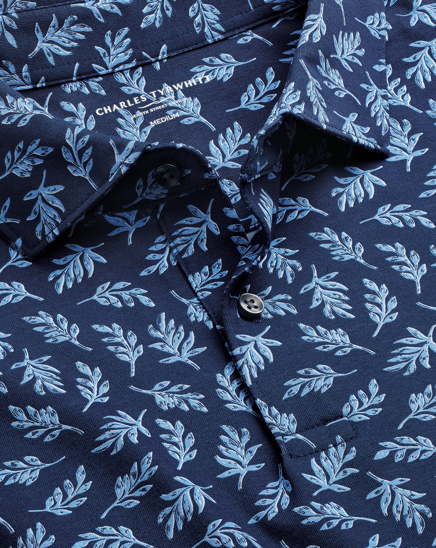 Performance Leaf Print Polo - French Blue