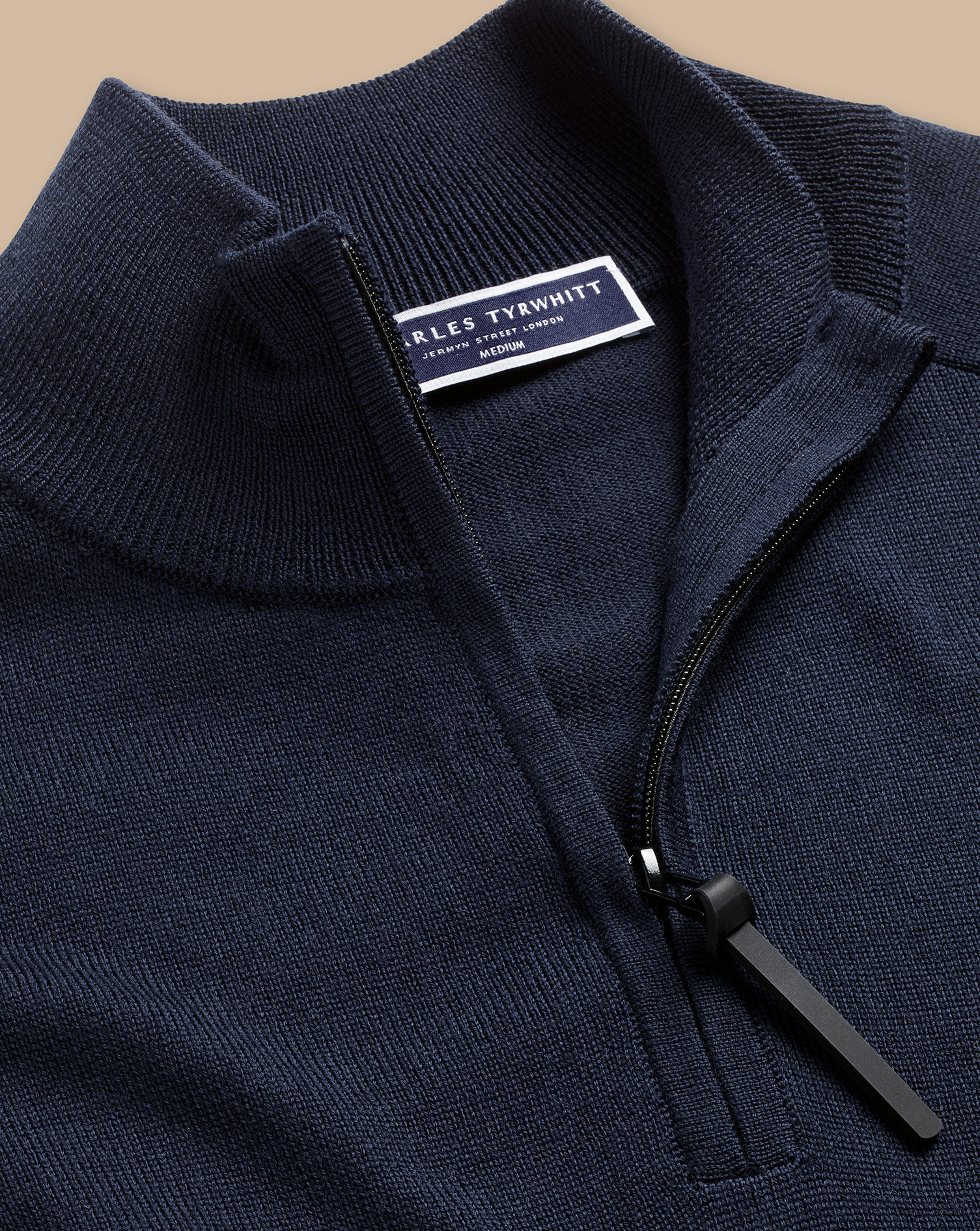 Performance Merino Zip Neck Jumper - Navy