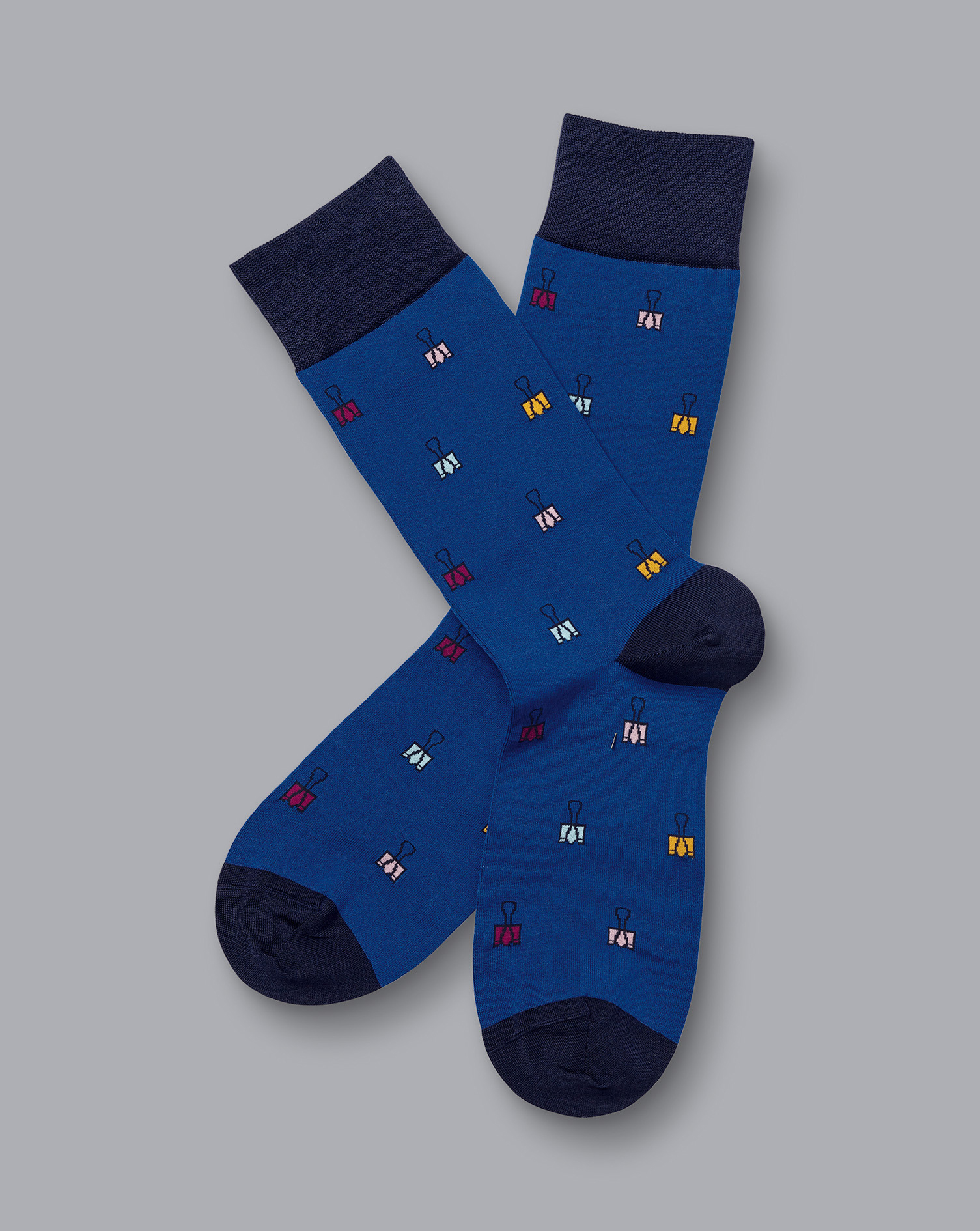 Bulldog Clip Motif Socks - Cobalt Blue