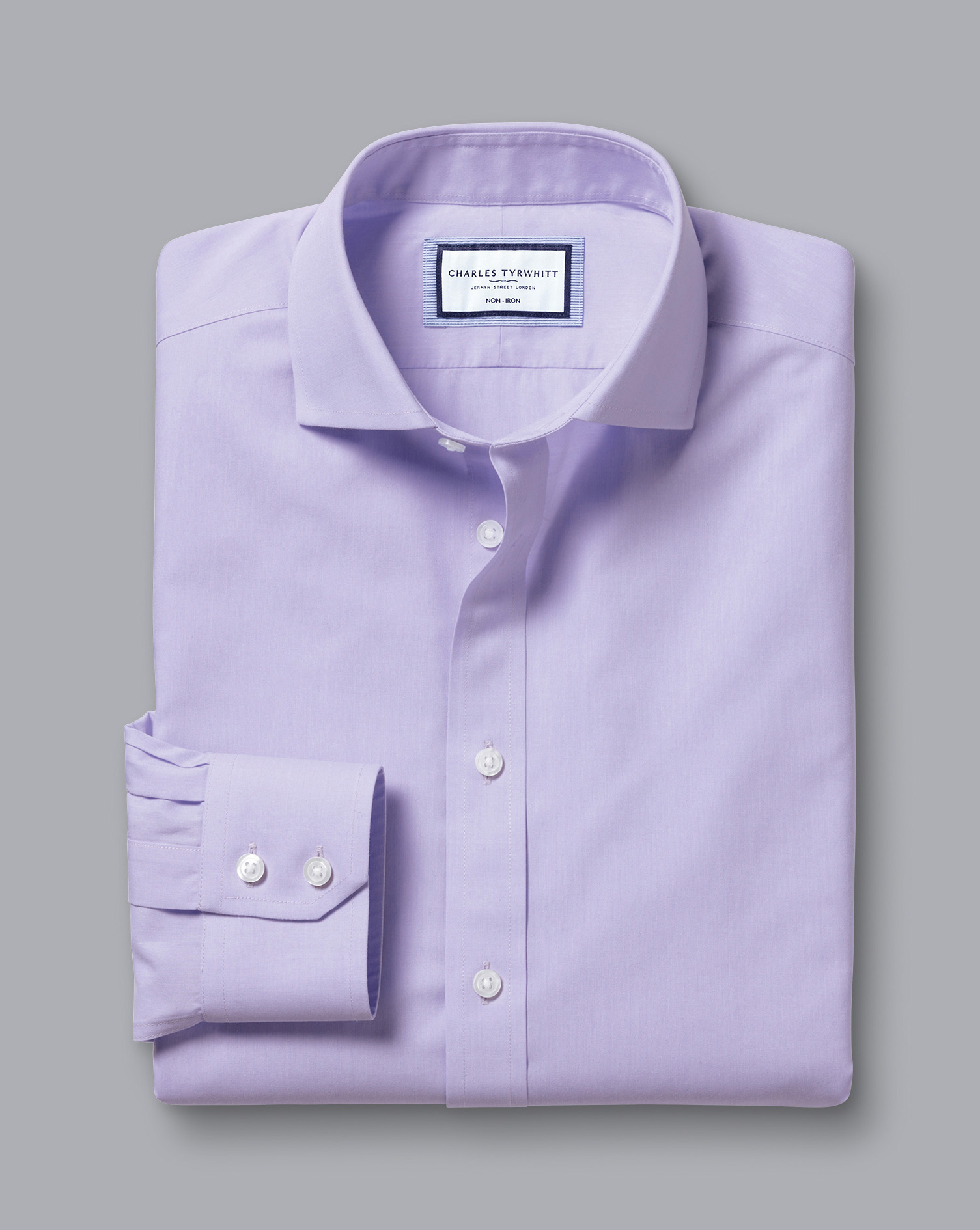 Cutaway Collar Non-Iron Poplin Shirt - Lilac Purple