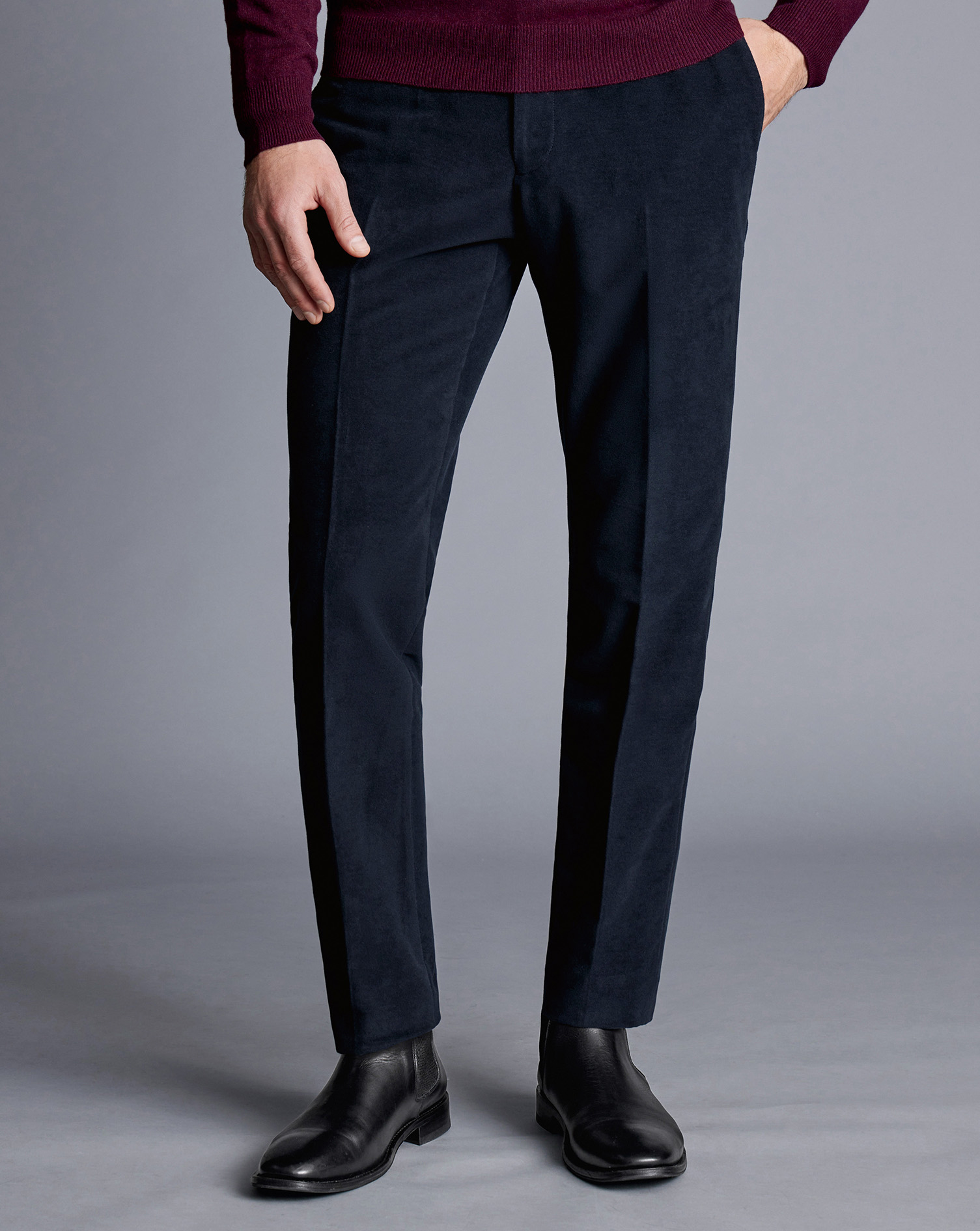 Italian Moleskin Trousers - Navy